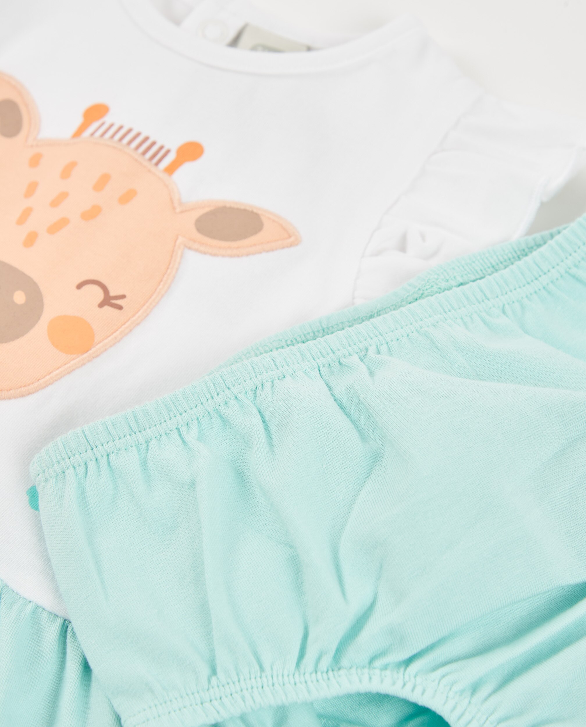 Vestido para Bebé de Malha e Design de Girafas Tuc tuc Branco-6