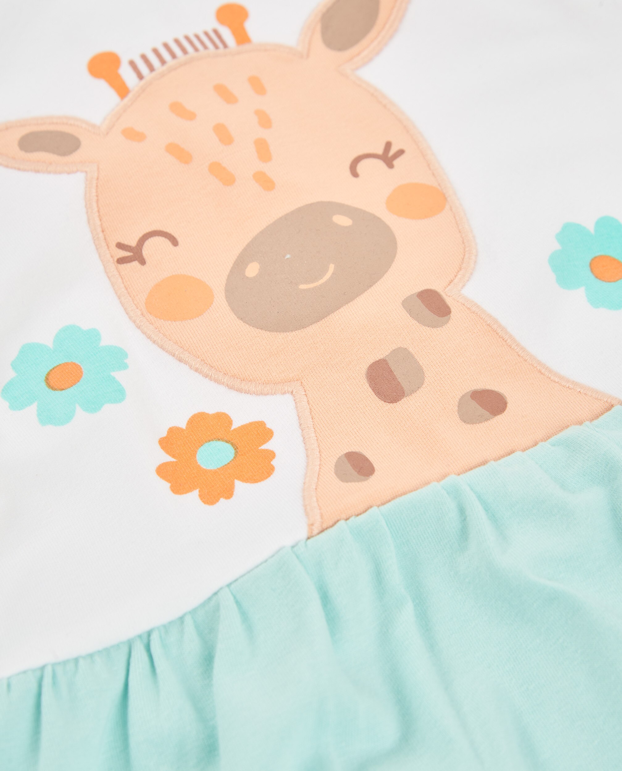 Vestido para Bebé de Malha e Design de Girafas Tuc tuc Branco-7