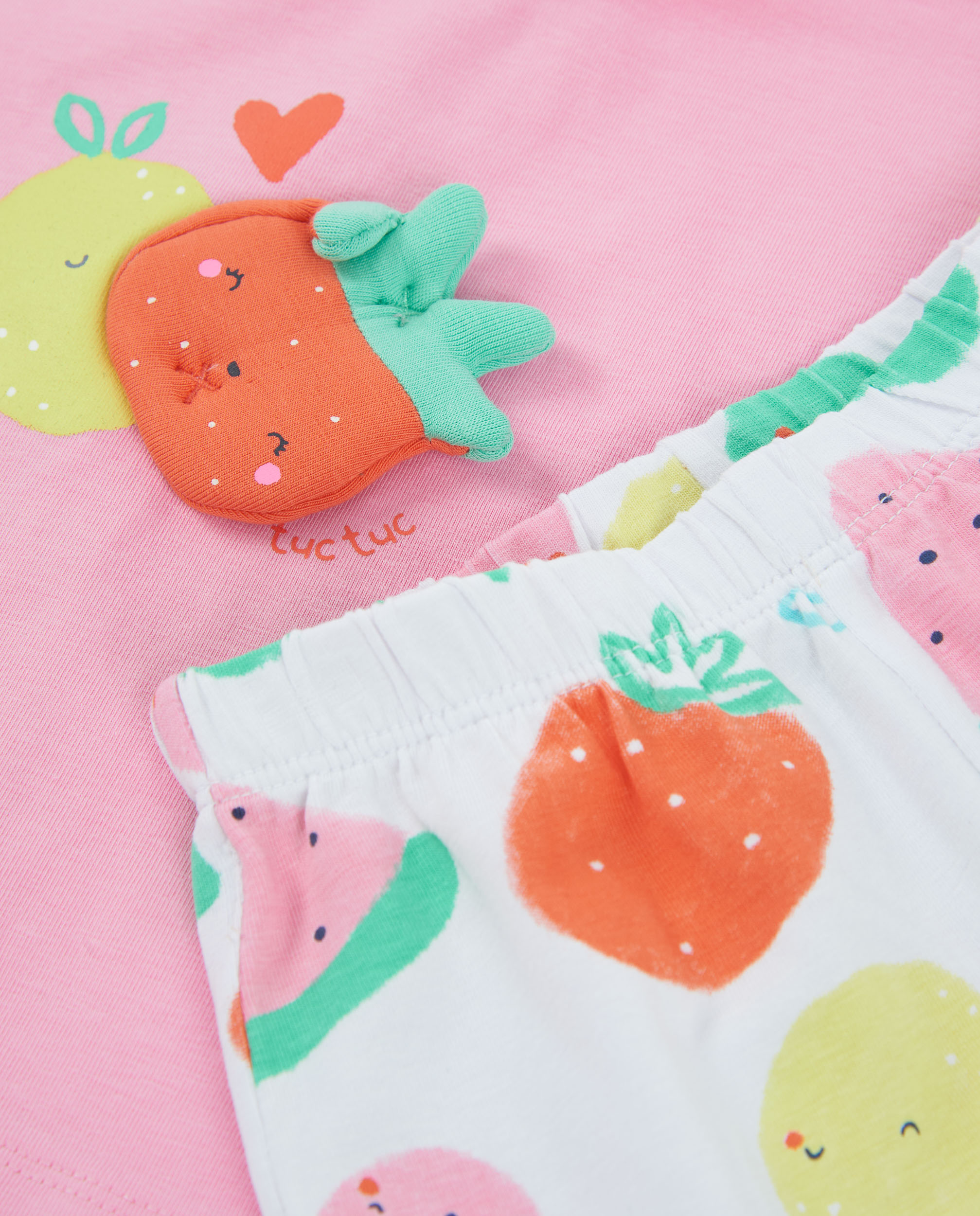 Conjunto para Bebé de Malha e Detalhe Frontal em Relevo Tuc tuc Rosa-6