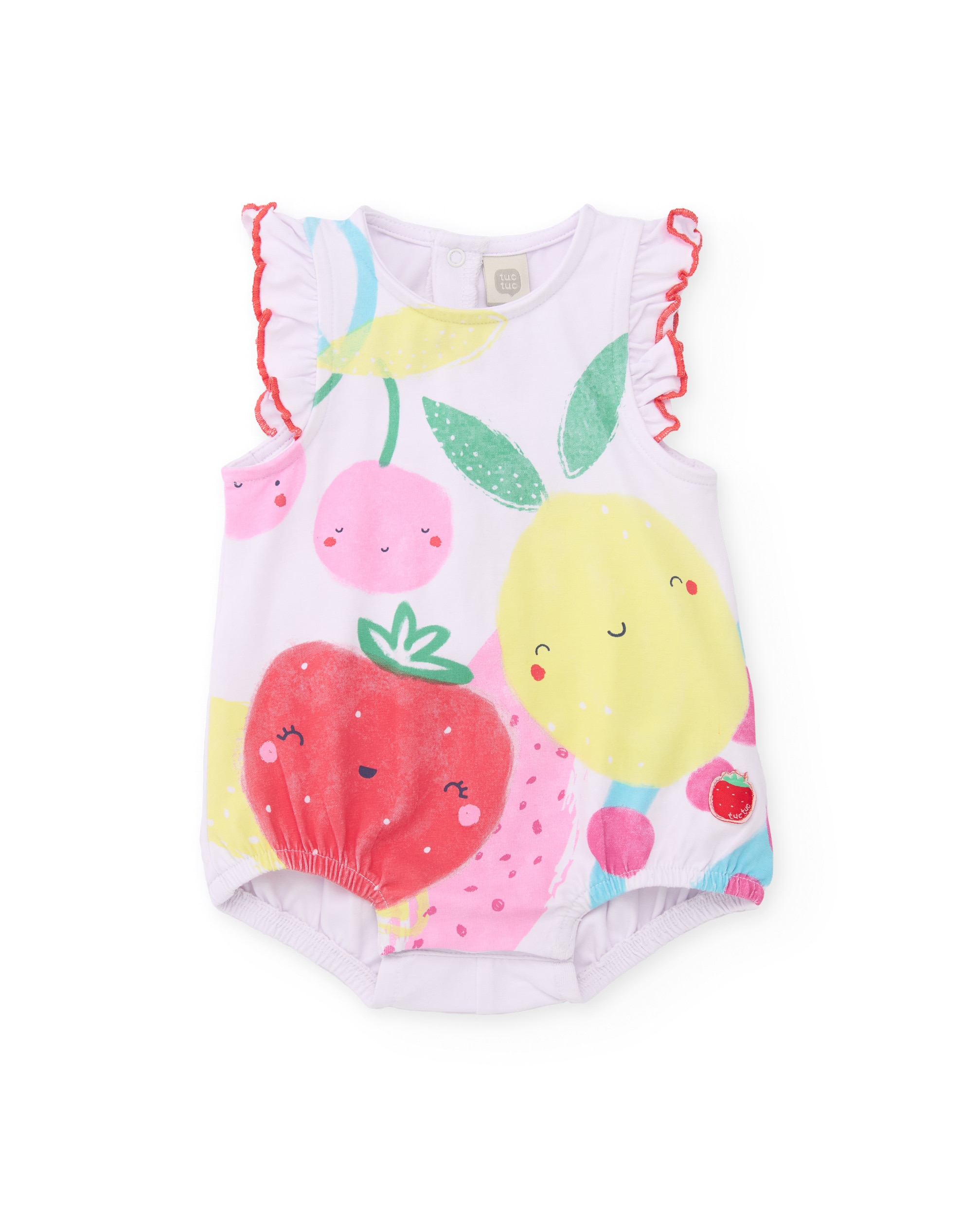Babygrow para Bebé de Malha e Estampado Frutas Tuc tuc Branco-1