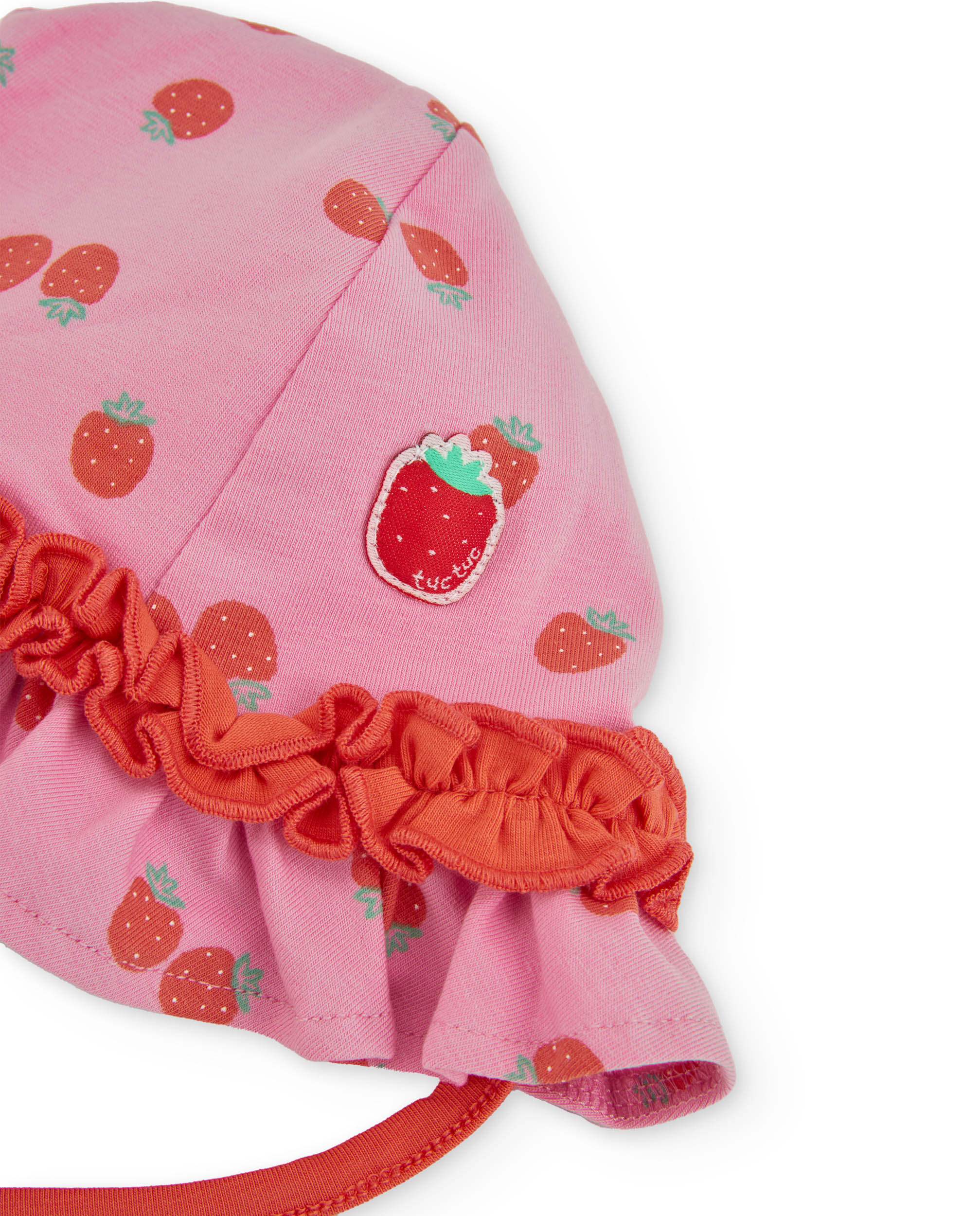 Chapéu para Bebé de Malha e Folho Franzido Tuc tuc Rosa-3