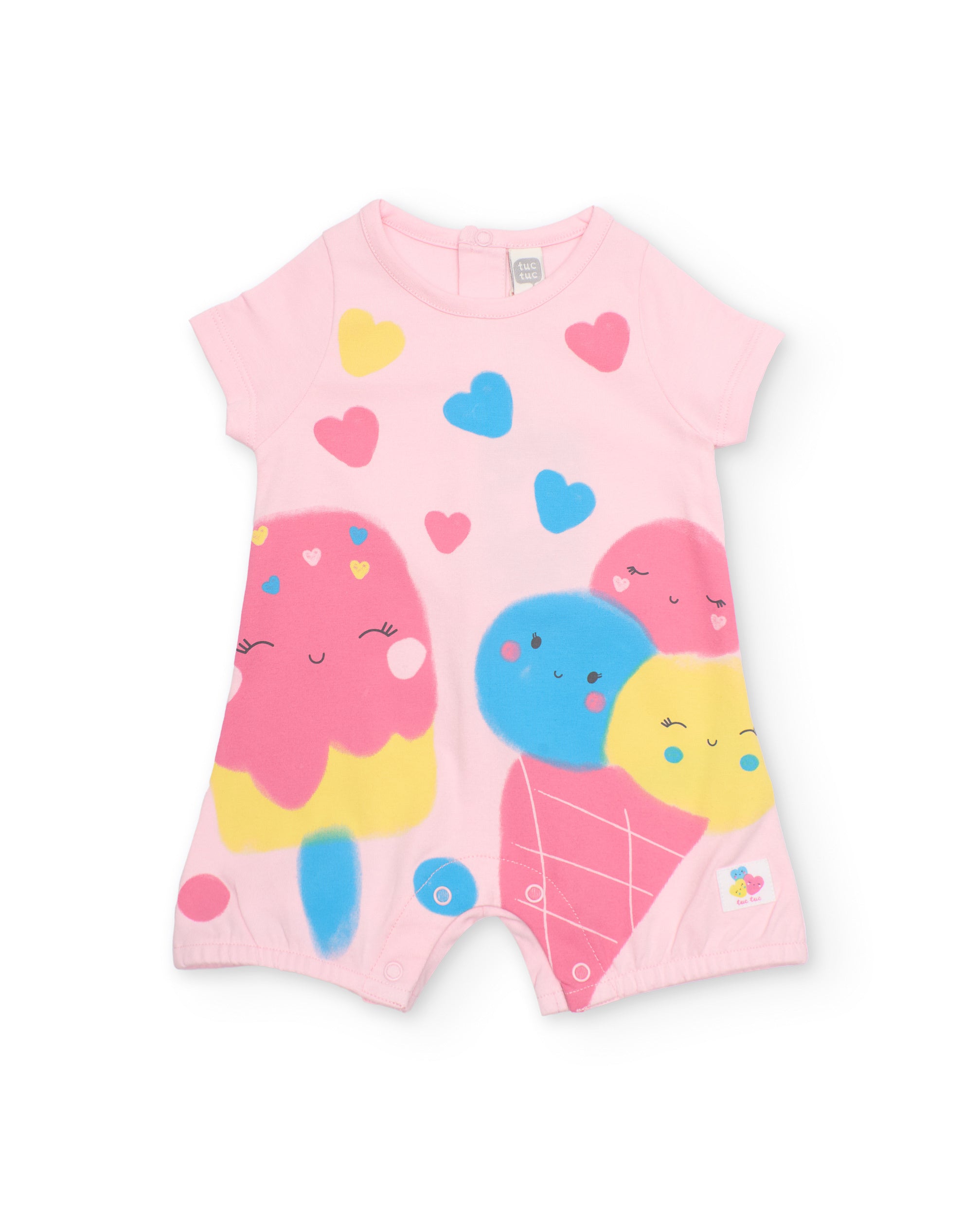 Babygrow para Recém-nascido de Malha e Design de Gelado Rosa-2