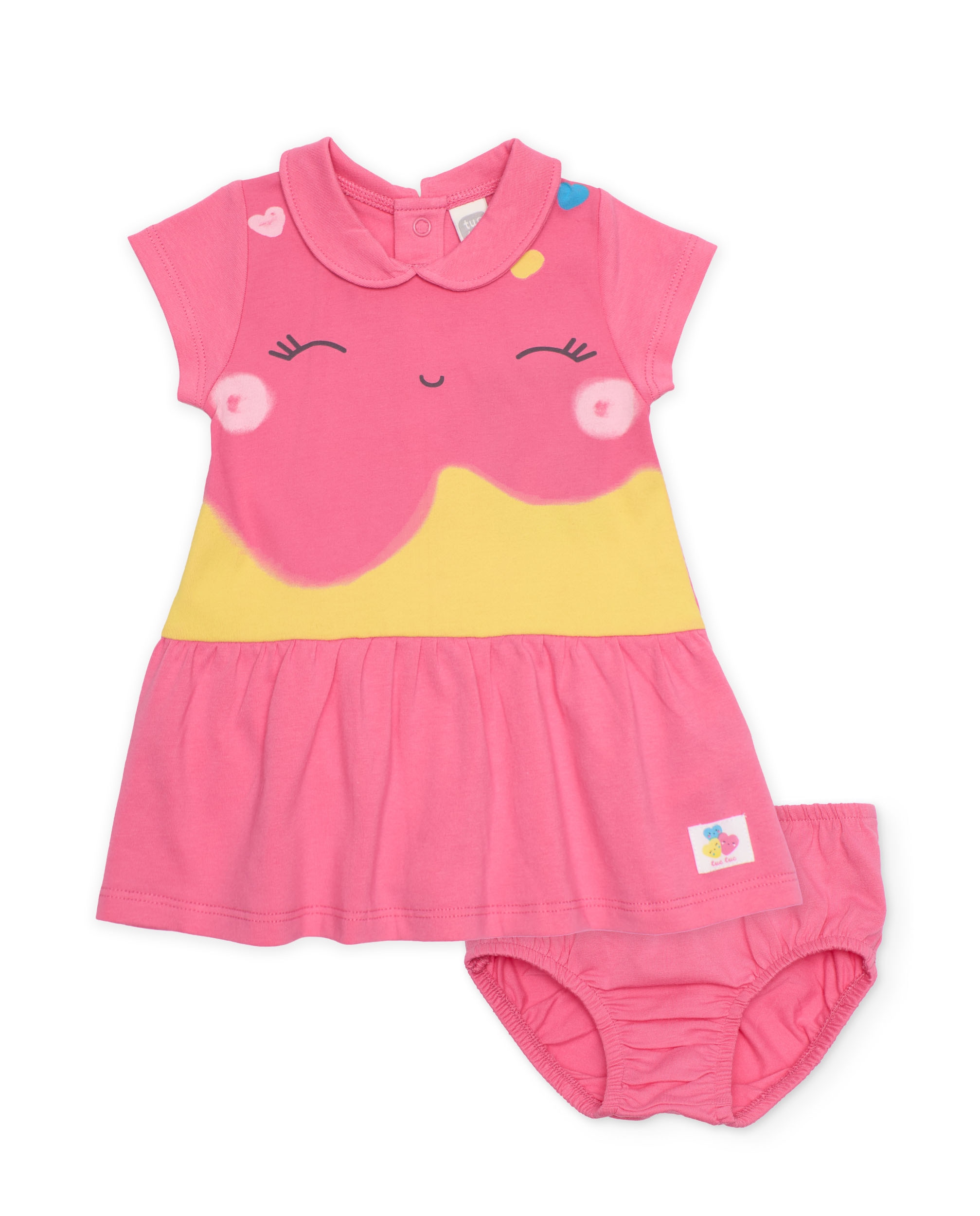 Vestido para Bebé de Malha com Saia Franzida Tuc tuc Rosa-1