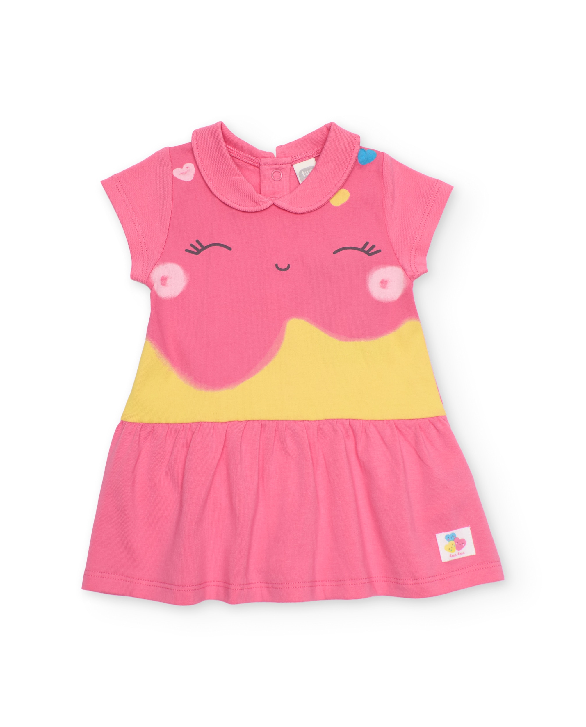 Vestido para Bebé de Malha com Saia Franzida Tuc tuc Rosa-2