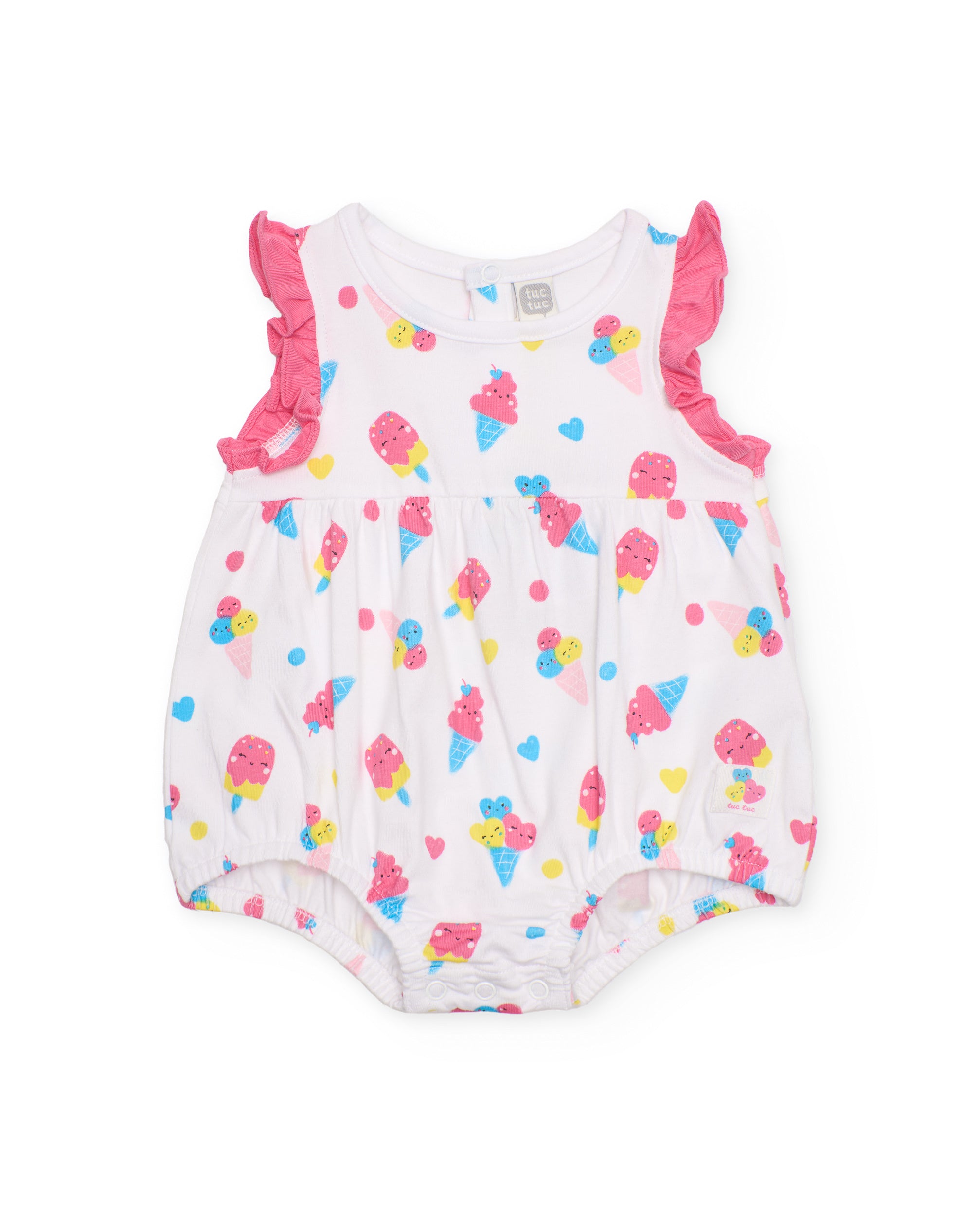 Babygrow para Recém-nascido de Malha e Estampado de Gelados Branco-2