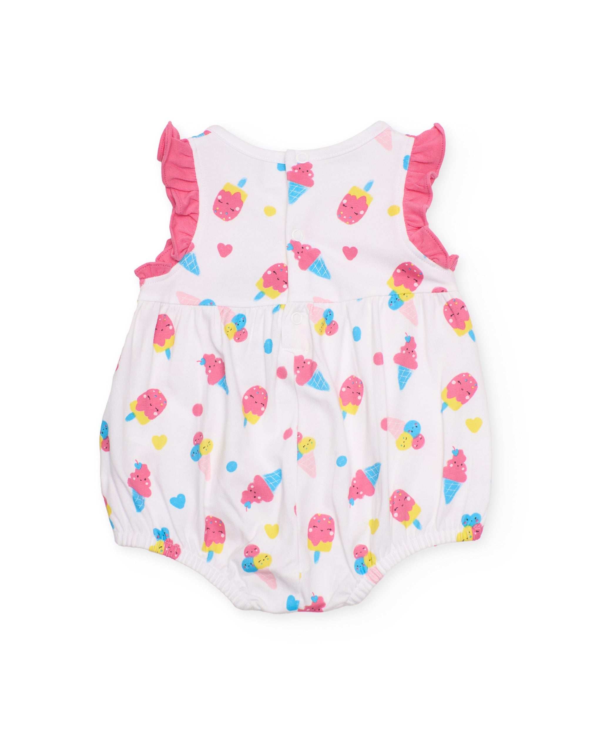 Babygrow para Recém-nascido de Malha e Estampado de Gelados Branco-3