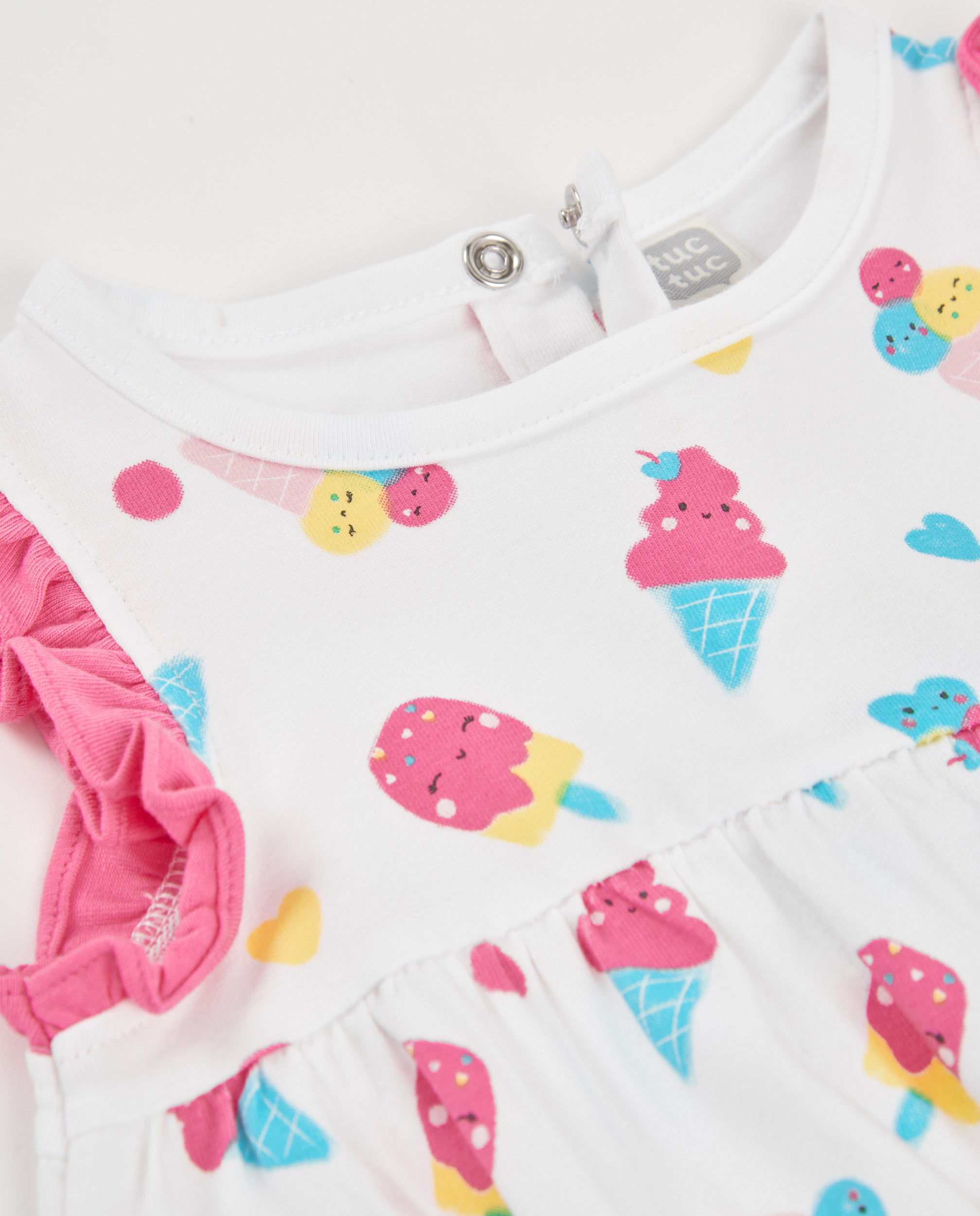 Babygrow para Recém-nascido de Malha e Estampado de Gelados Branco-4
