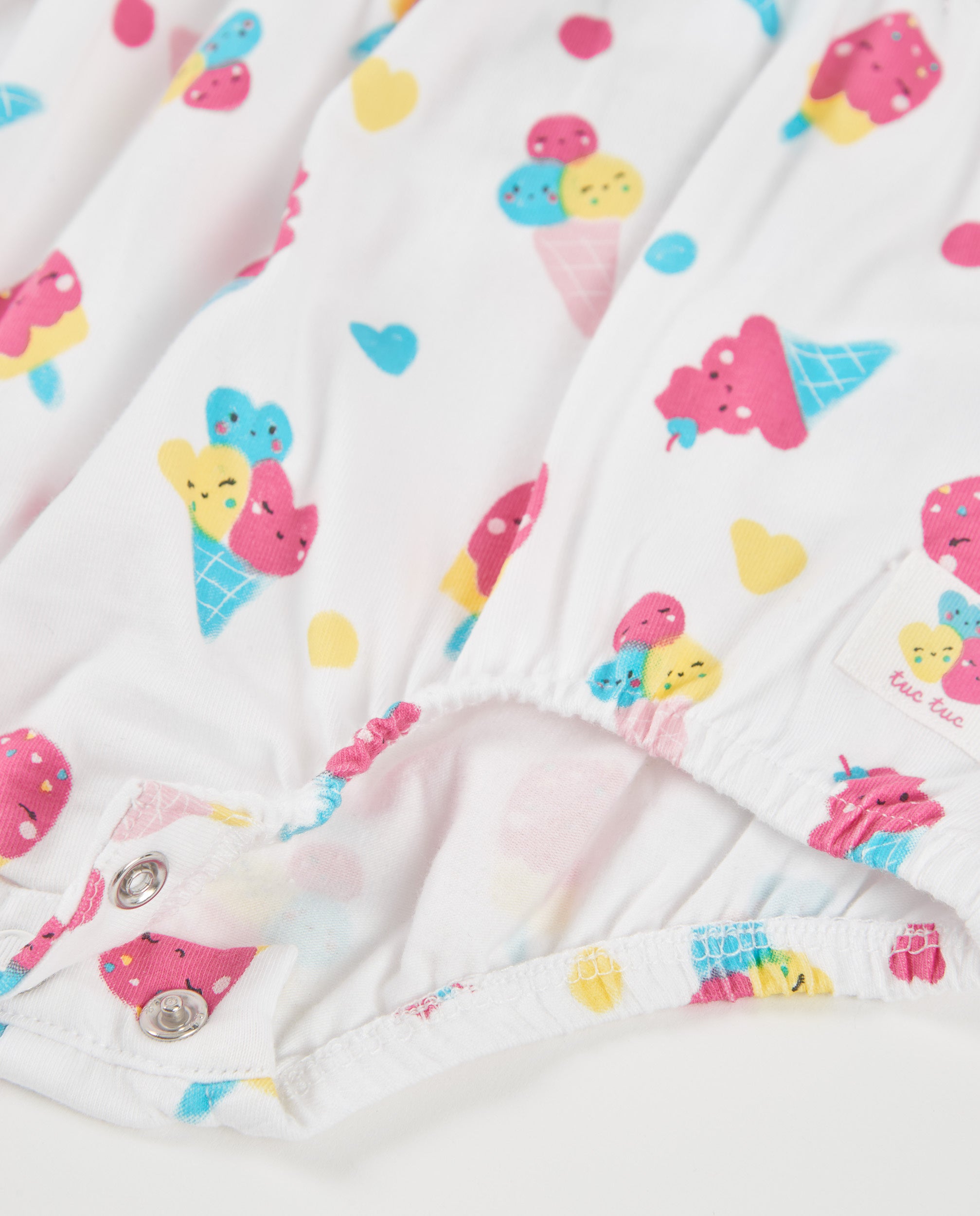 Babygrow para Recém-nascido de Malha e Estampado de Gelados Branco-5