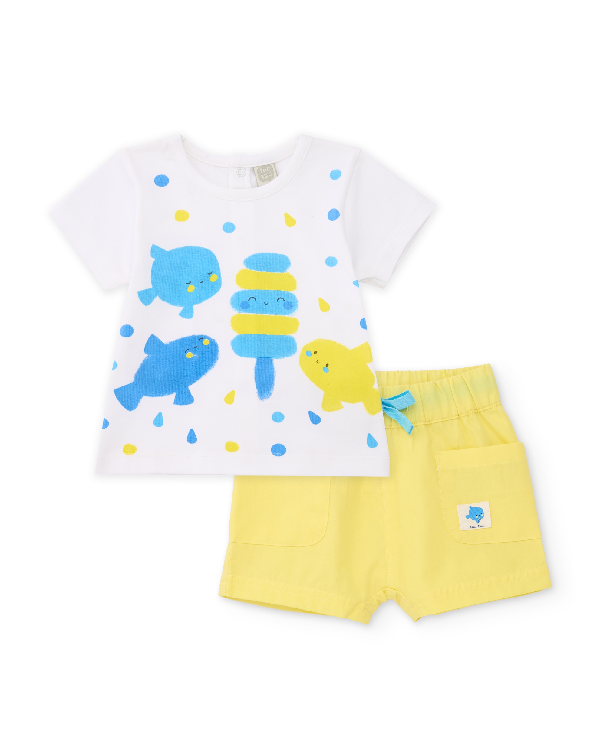 Conjunto para Bebé de Malha com Bolsos Frontais Tuc tuc Branco-2
