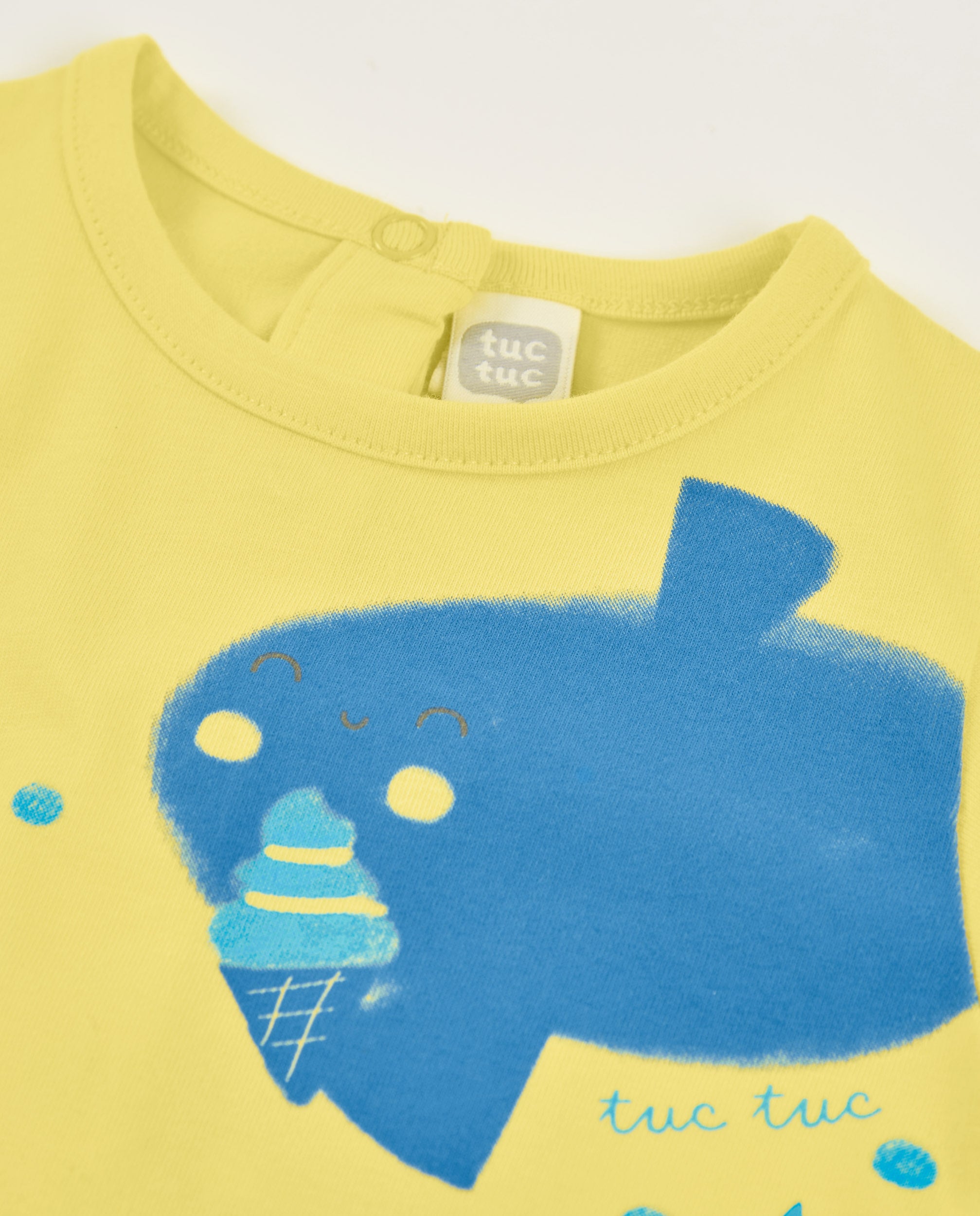 Babygrow para Recém-nascido de Malha e Fechos Posteriores Amarelo-4