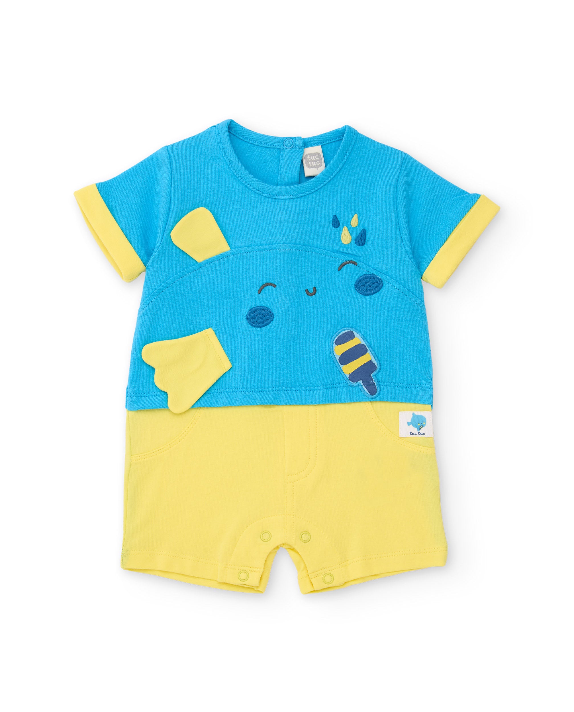 Babygrow para Recém-nascido de Plana e Design Peixe Azul-2