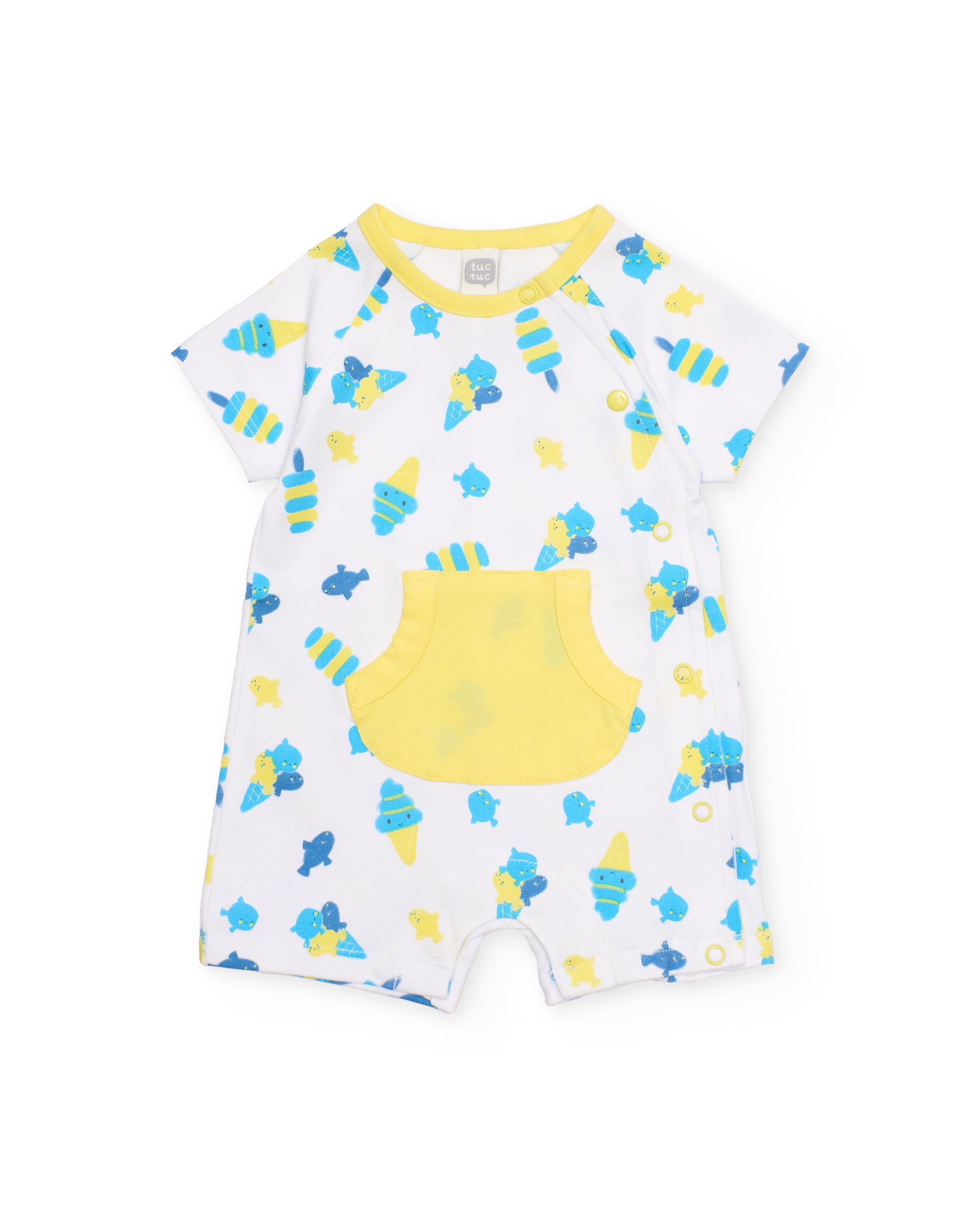 Babygrow para Recém-nascido de Malha com Bolso Frontal Branco-2