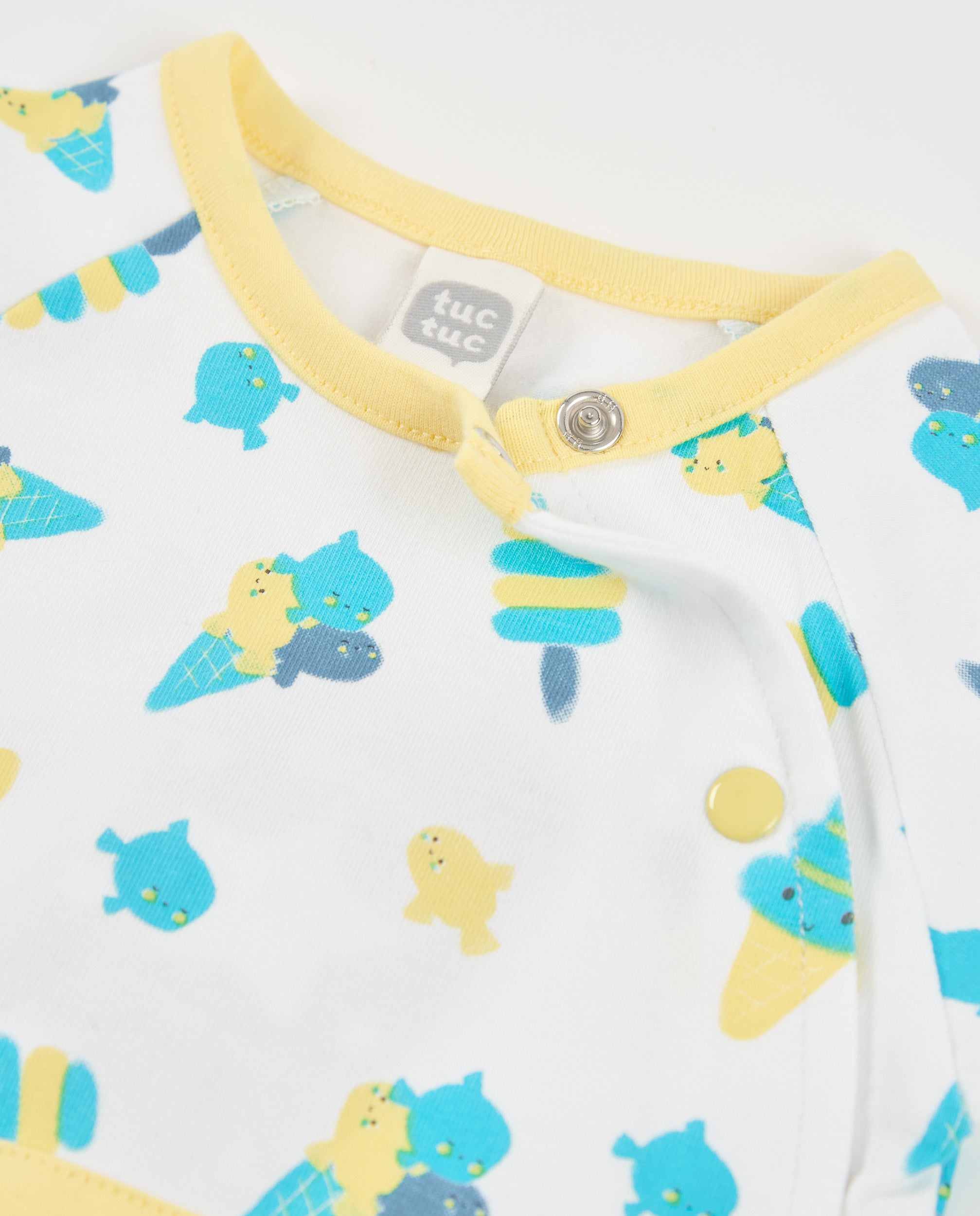 Babygrow para Recém-nascido de Malha com Bolso Frontal Branco-4