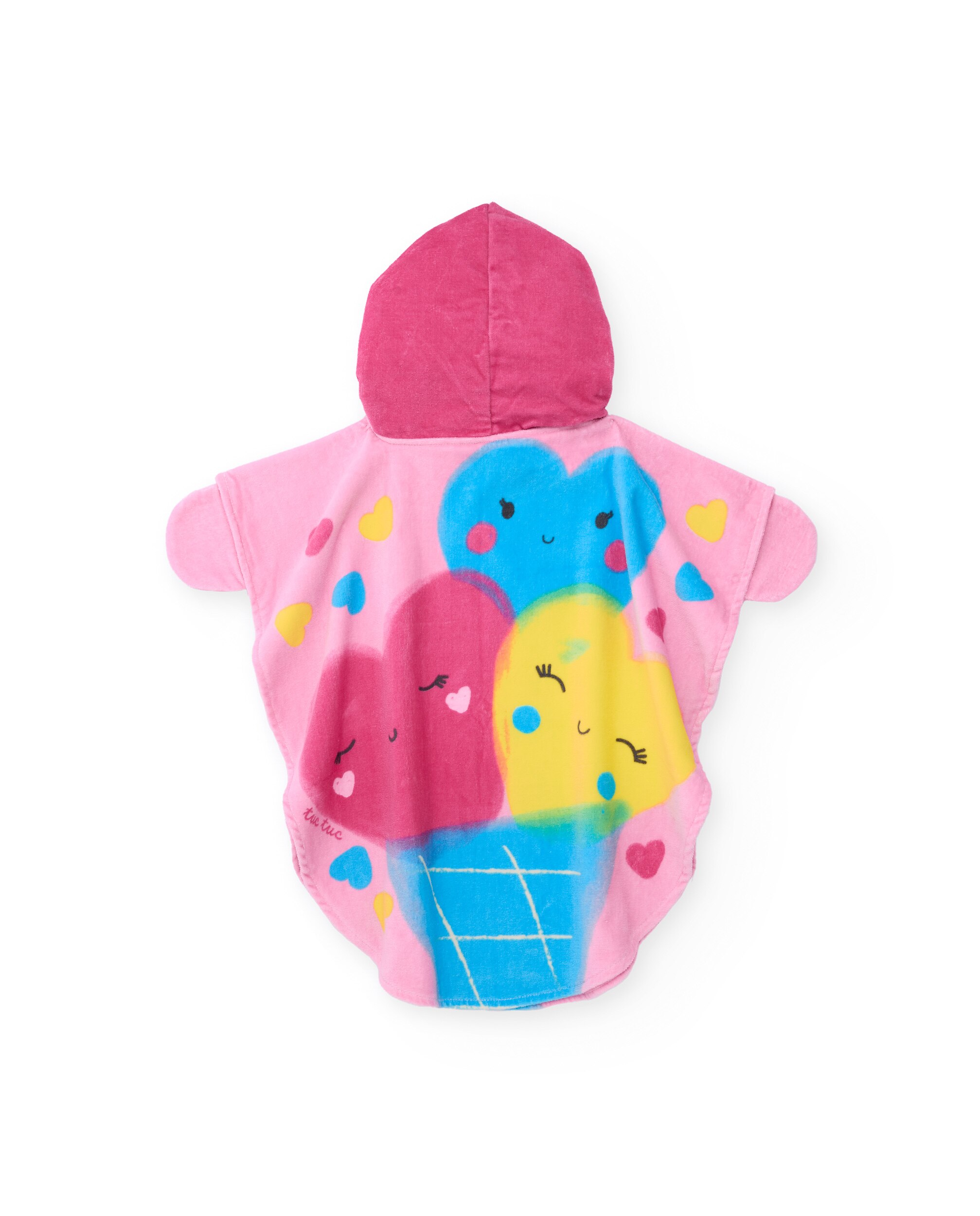 Toalha Poncho para Recém-nascido de Malha com Capuz Rosa-2