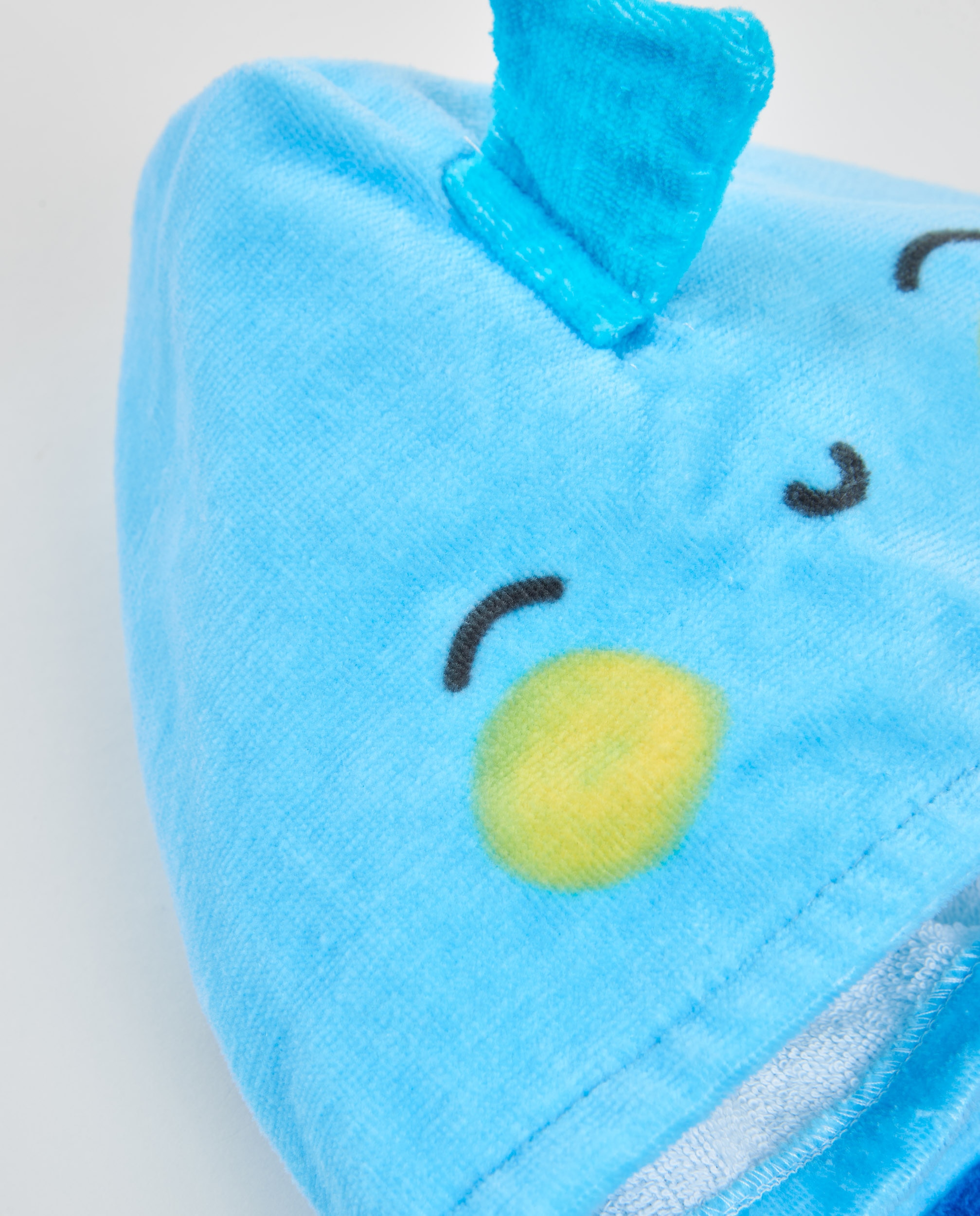 Toalha Poncho para Recém-nascido de Malha com Capuz Azul-4