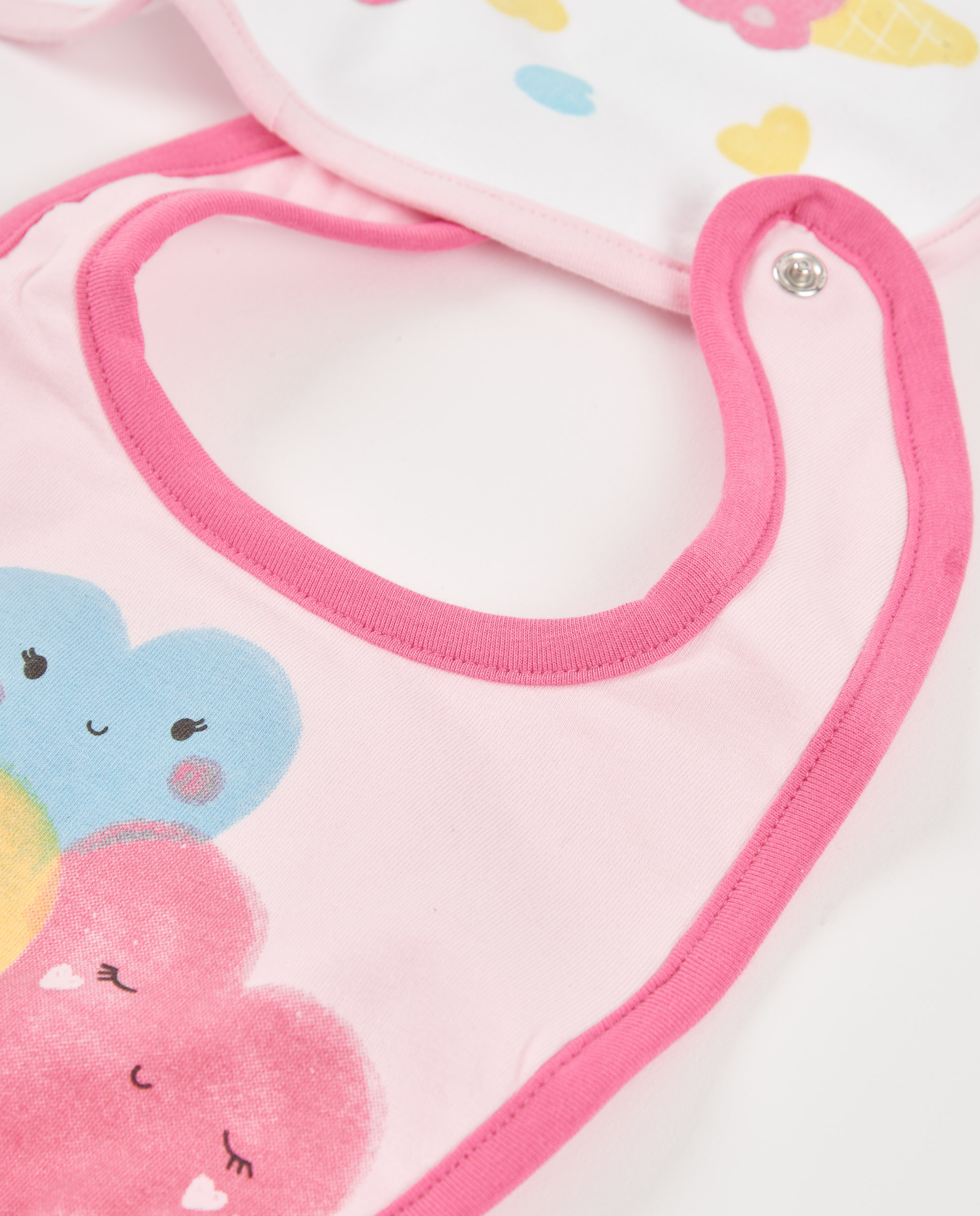 Pack de Babetes para Bebé de Malha e Estampado de Gelado Rosa-3