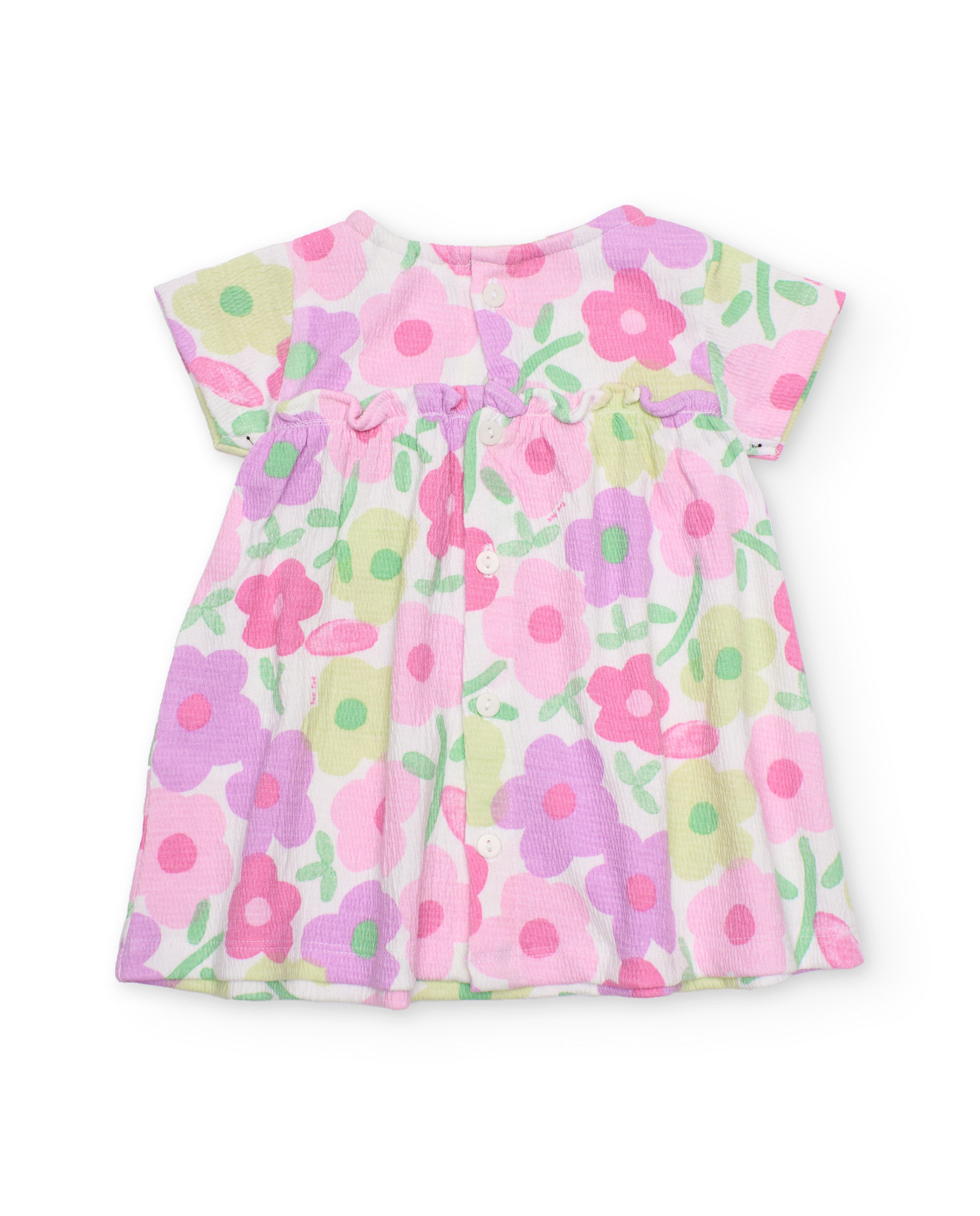 Vestido para Recém-nascido de Malha e Estampado Floral Rosa-4