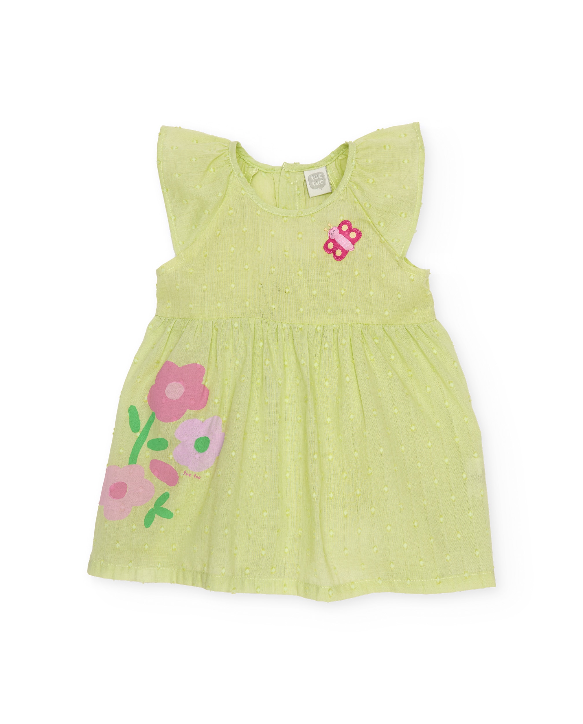 Vestido para Bebé de Plana e Textura de Bolinhas Tuc tuc Verde-claro-2