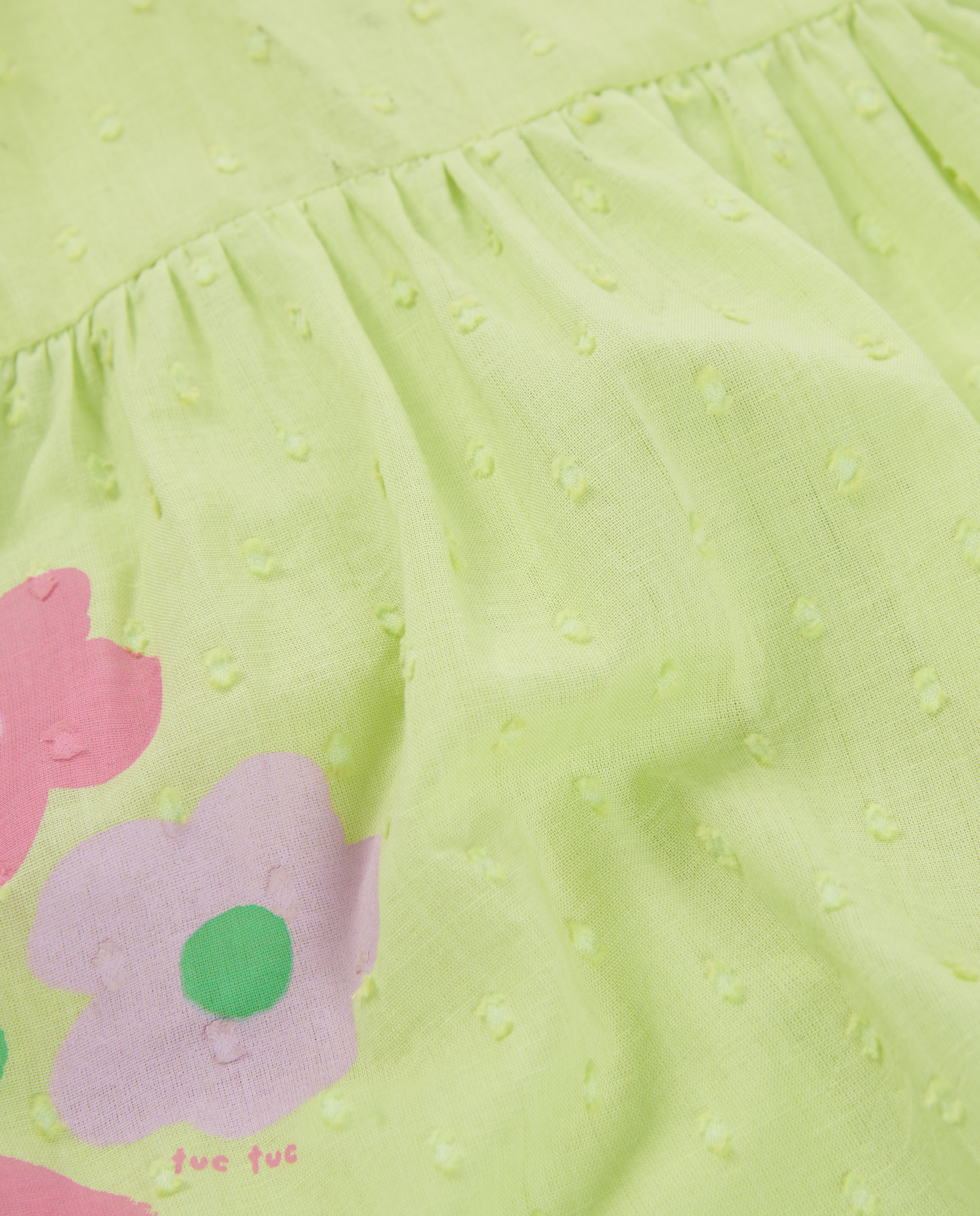 Vestido para Bebé de Plana e Textura de Bolinhas Tuc tuc Verde-claro-7