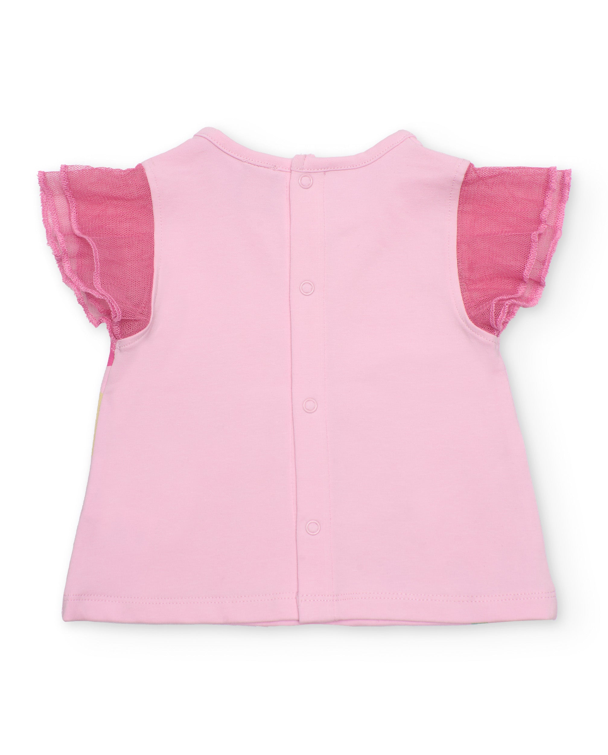 Conjunto para Recém-nascido de Malha e Mangas de Tule Rosa-5
