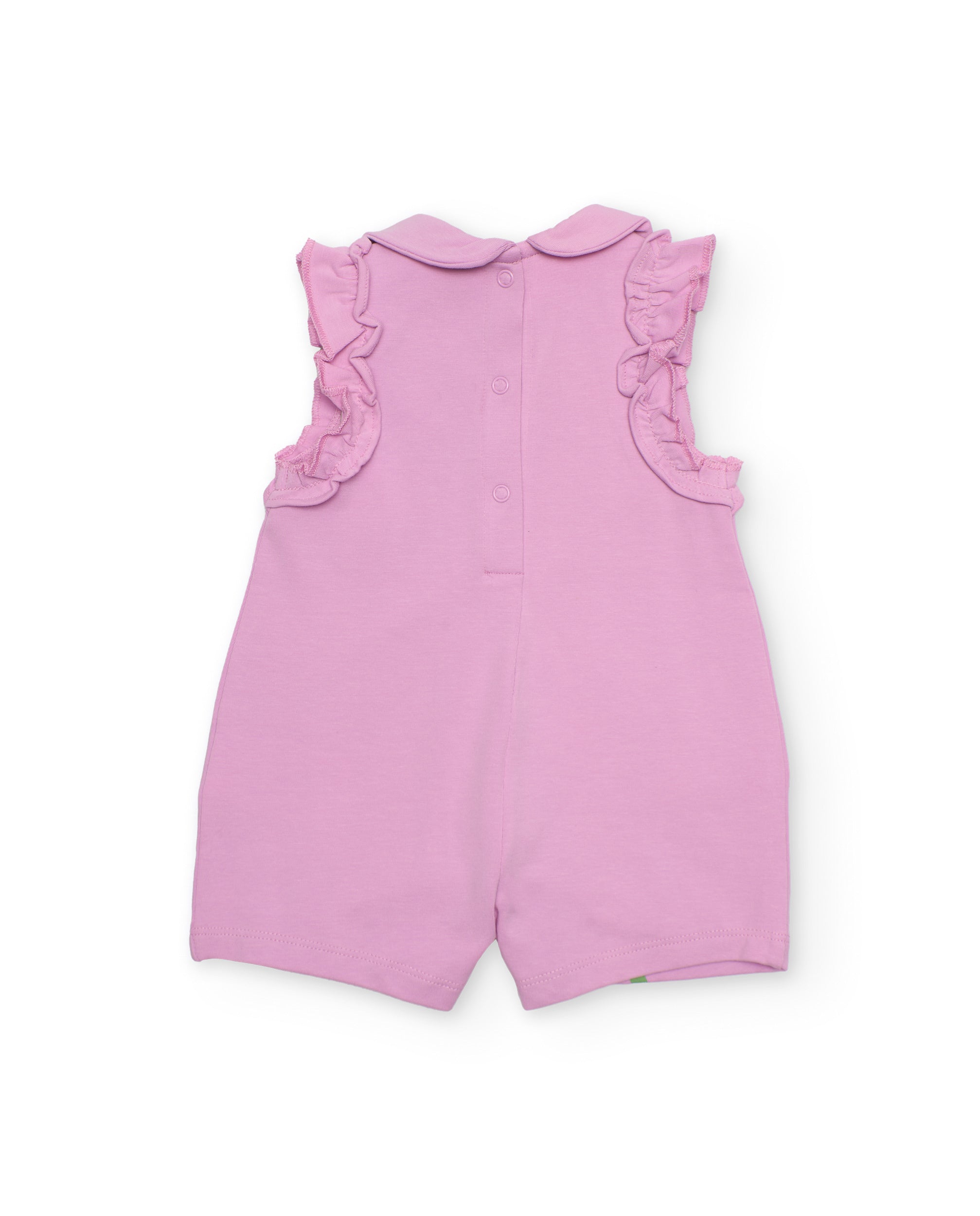 Babygrow de Recém-nascido de Malha e Flores Aplicadas Rosa-3