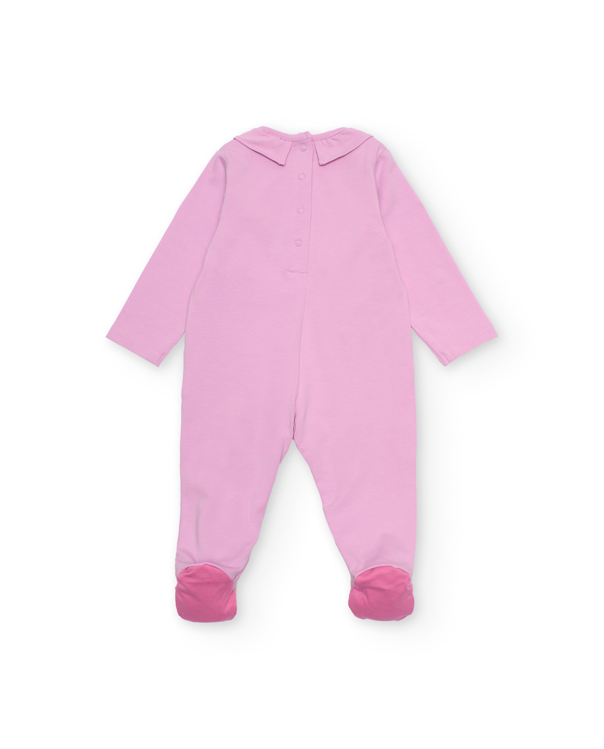Babygrow para Bebé de Malha e Detalhes em Relevo Rosa-2