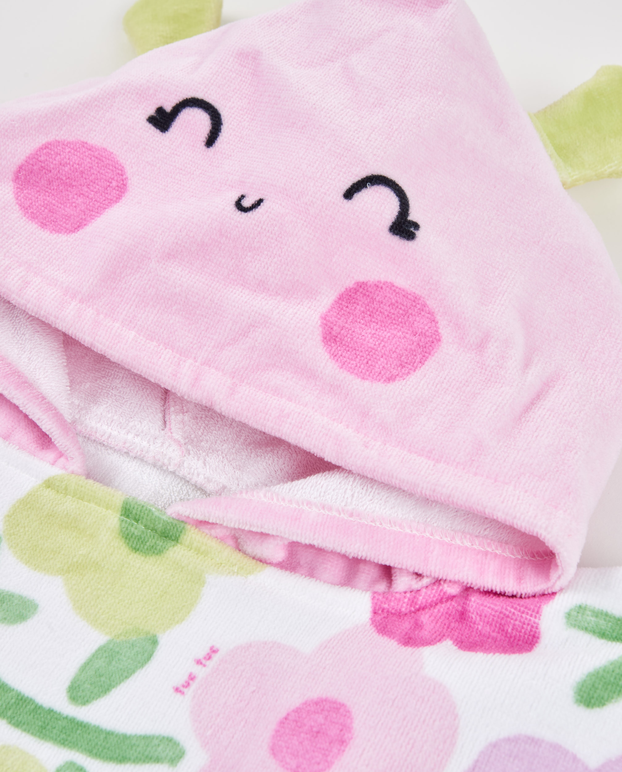 Toalha Poncho para Bebé de Malha e Capuz Tuc tuc Rosa-3