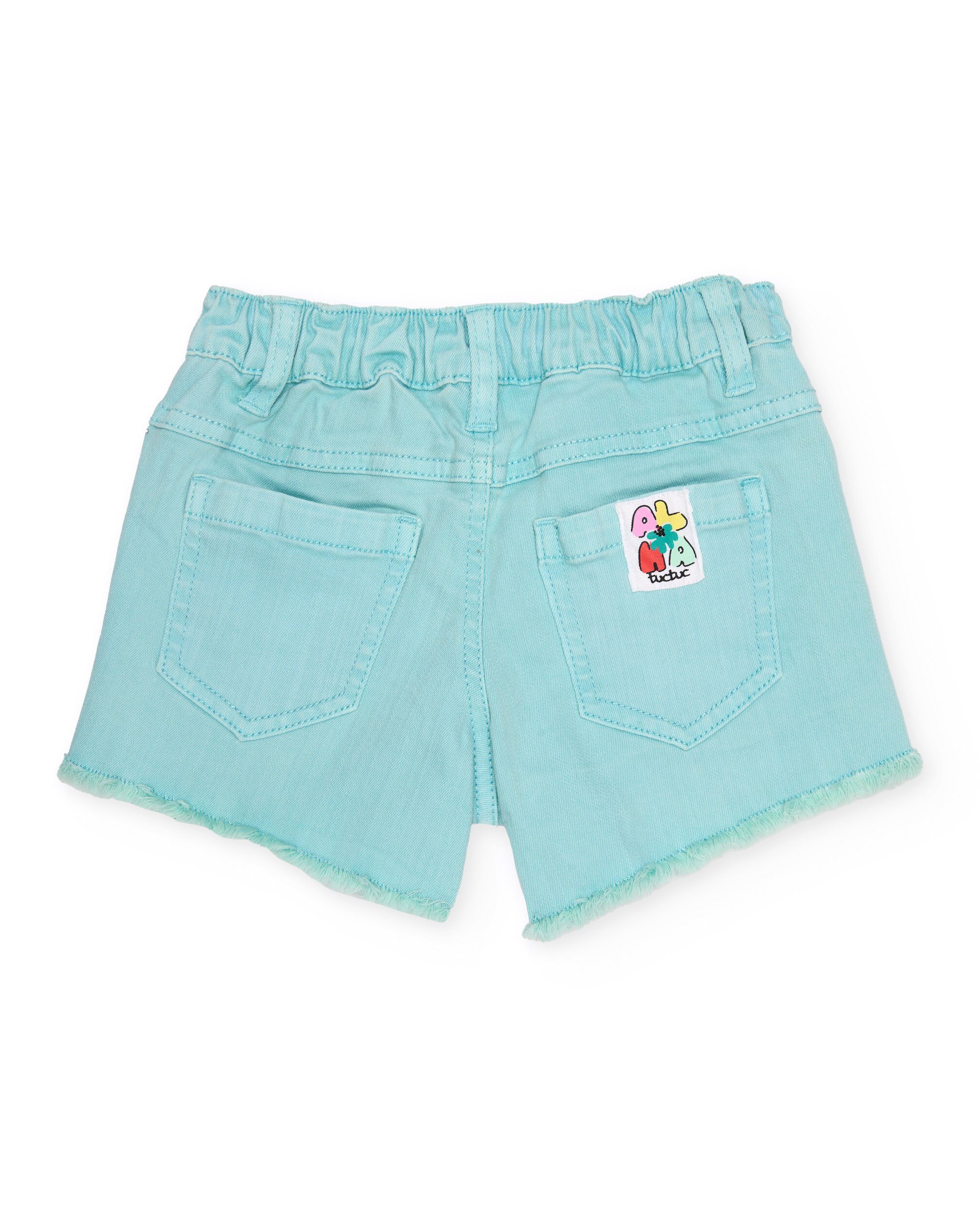 Short de Plana e Denim com Bordados Azul-turquesa-2