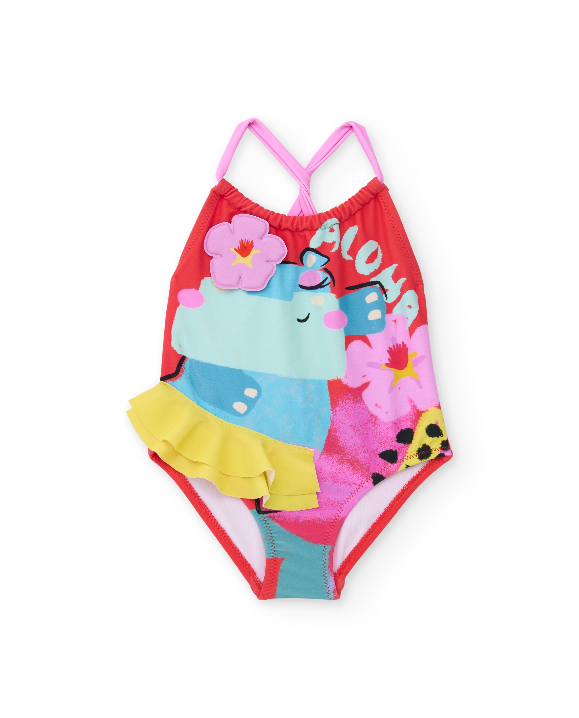 Imagem 0 de Fato de Banho Infantil de Malha e Folho Duplo