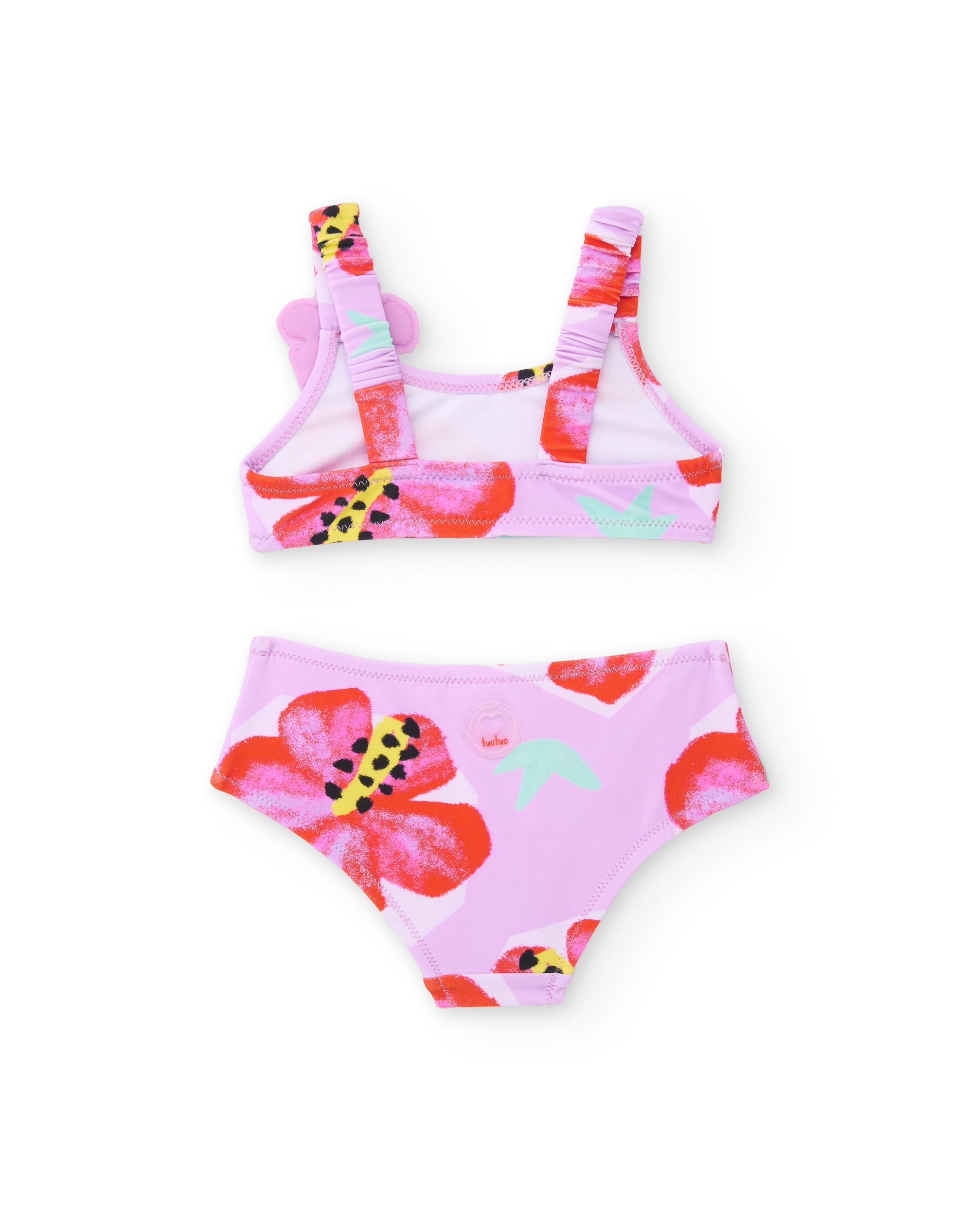 Biquíni Infantil de Malha e Aplique de Flor Tuc tuc Rosa-2