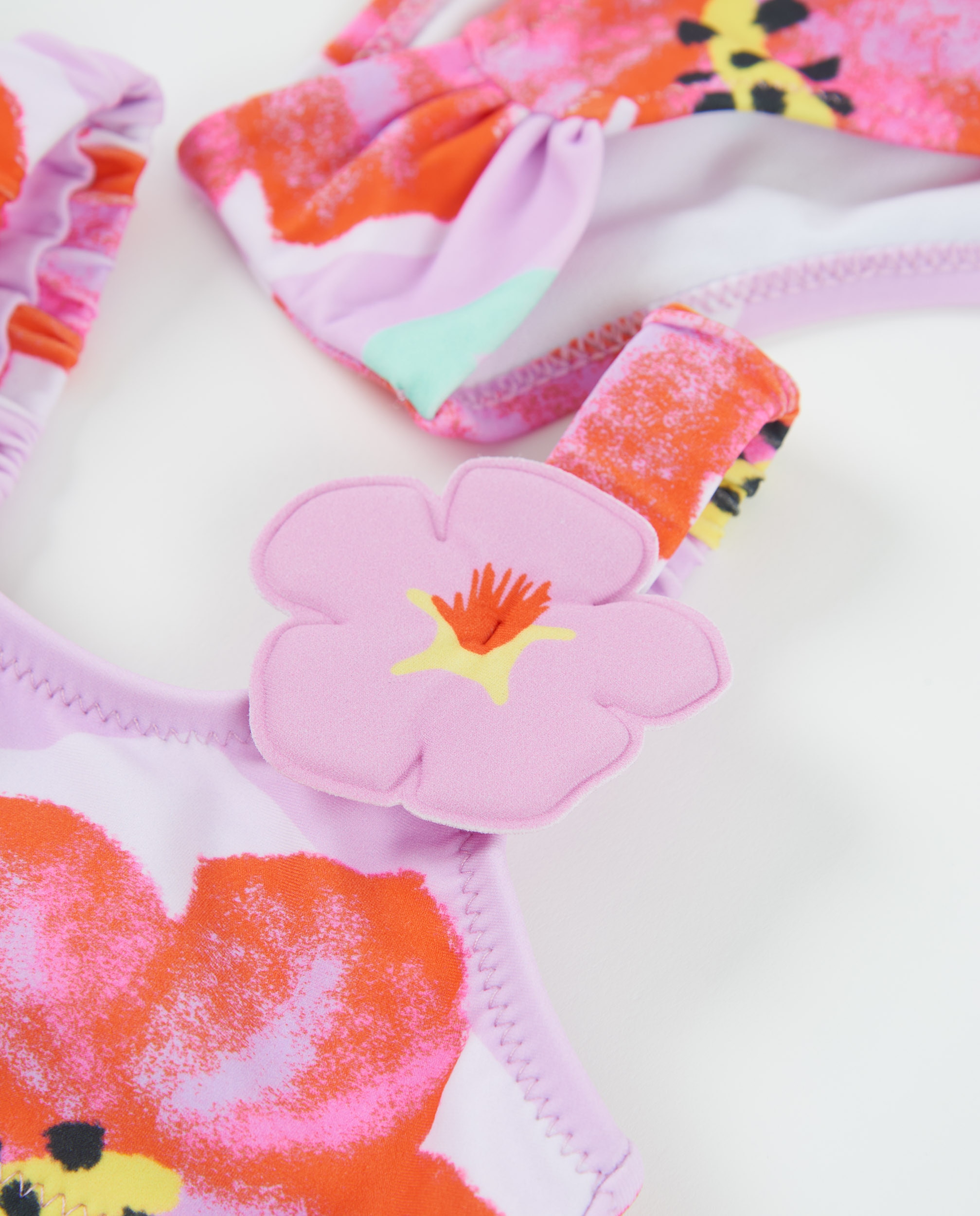 Biquíni Infantil de Malha e Aplique de Flor Tuc tuc Rosa-3