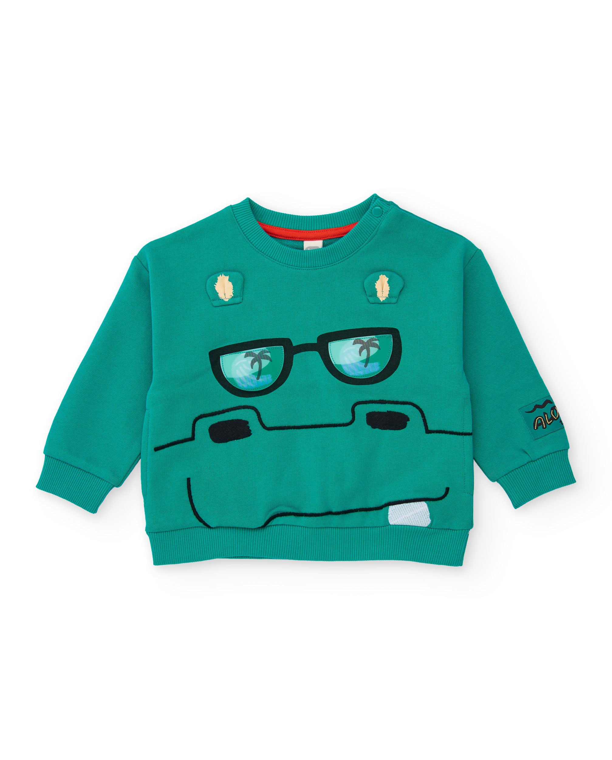 Sweatshirt Infantil de Malha e Design Frontal Verde-3