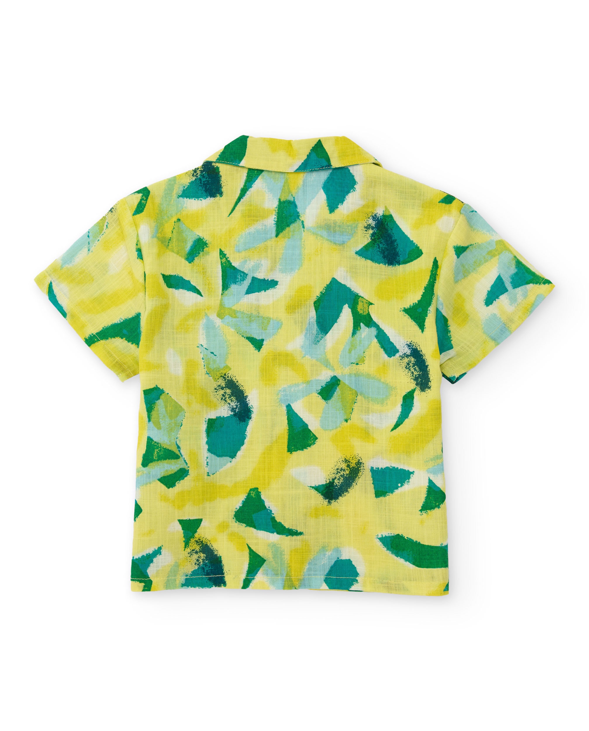 Camisa Infantil de Plana e Estampado Abstrato Amarelo-2