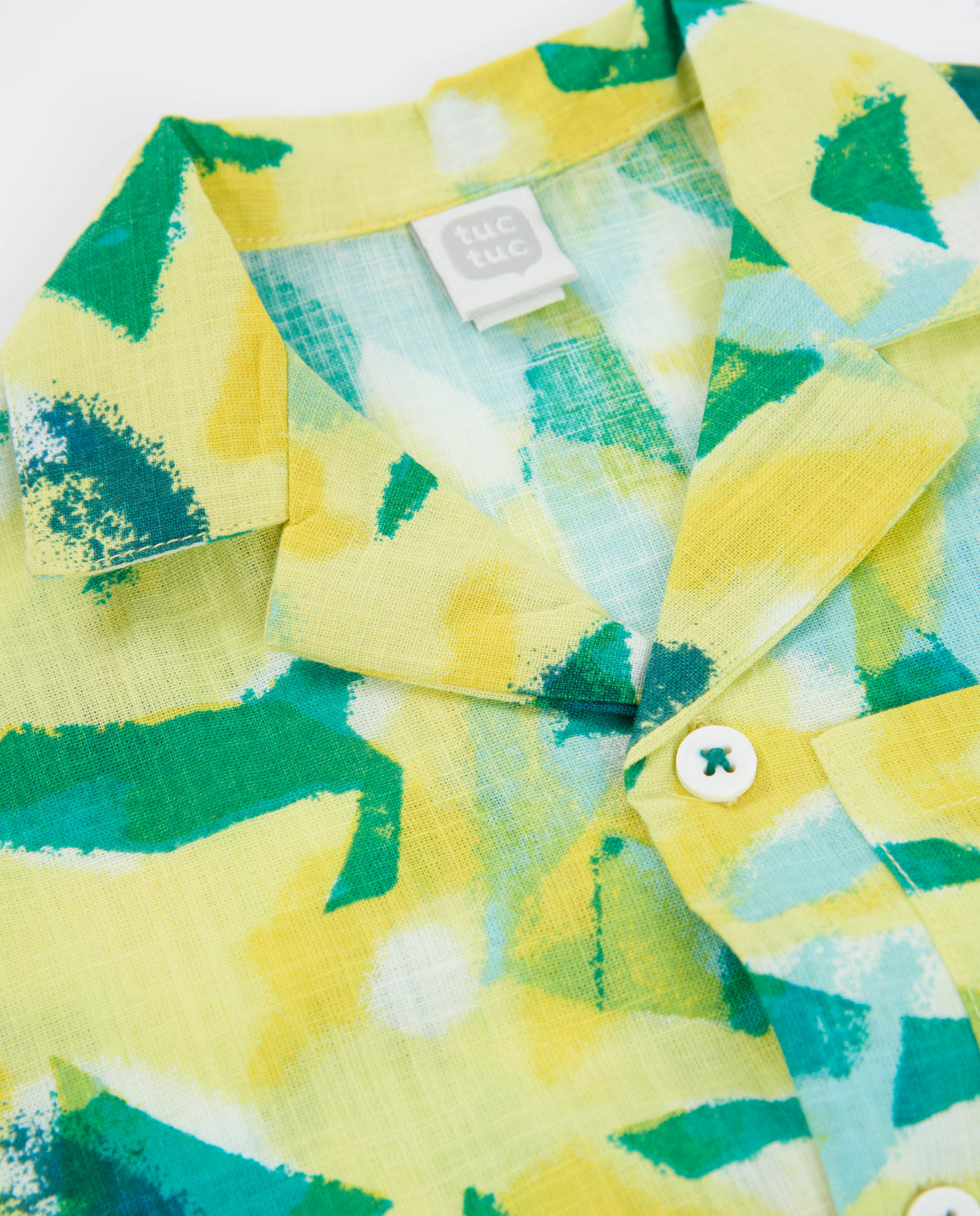 Camisa Infantil de Plana e Estampado Abstrato Amarelo-3