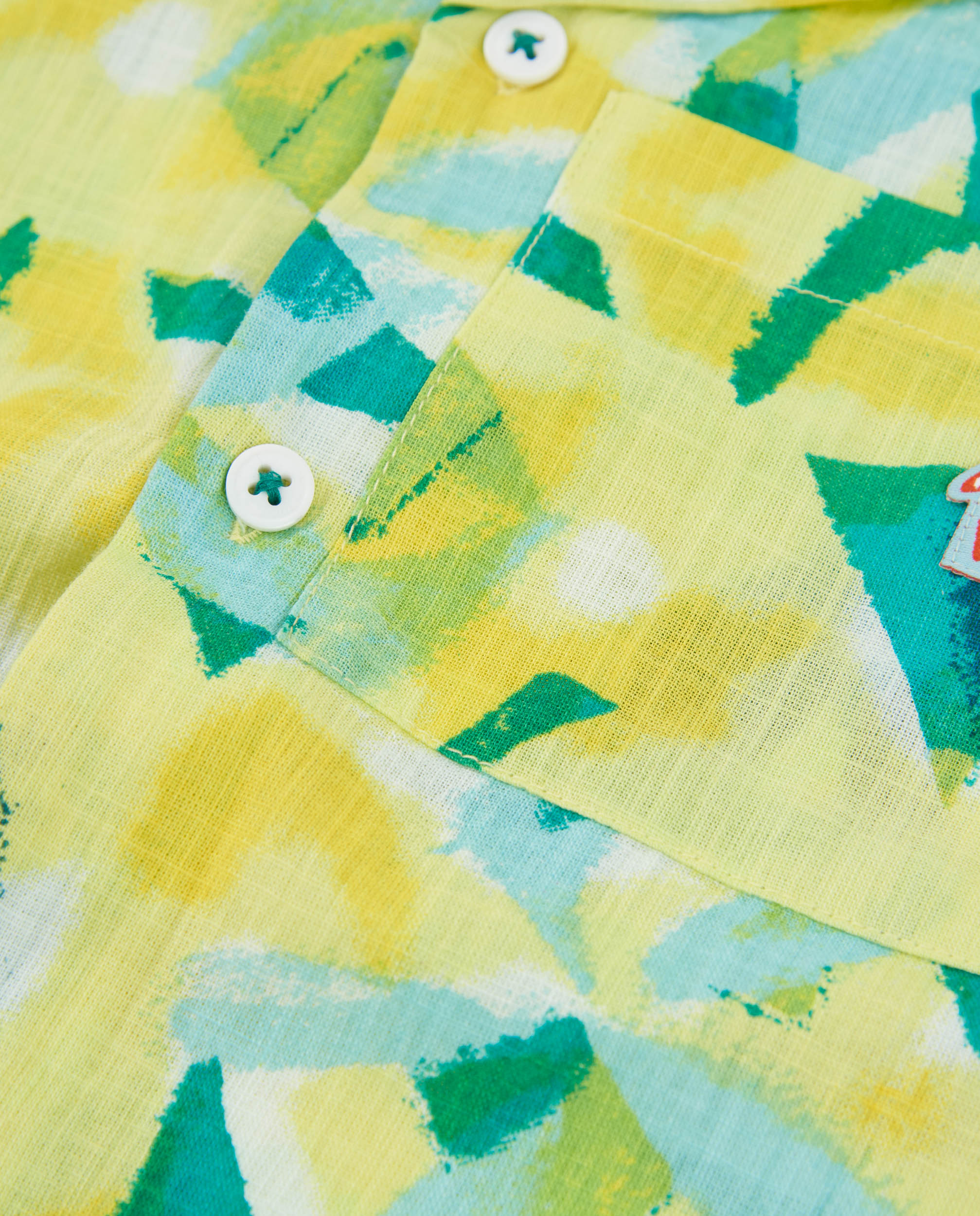 Camisa Infantil de Plana e Estampado Abstrato Amarelo-4