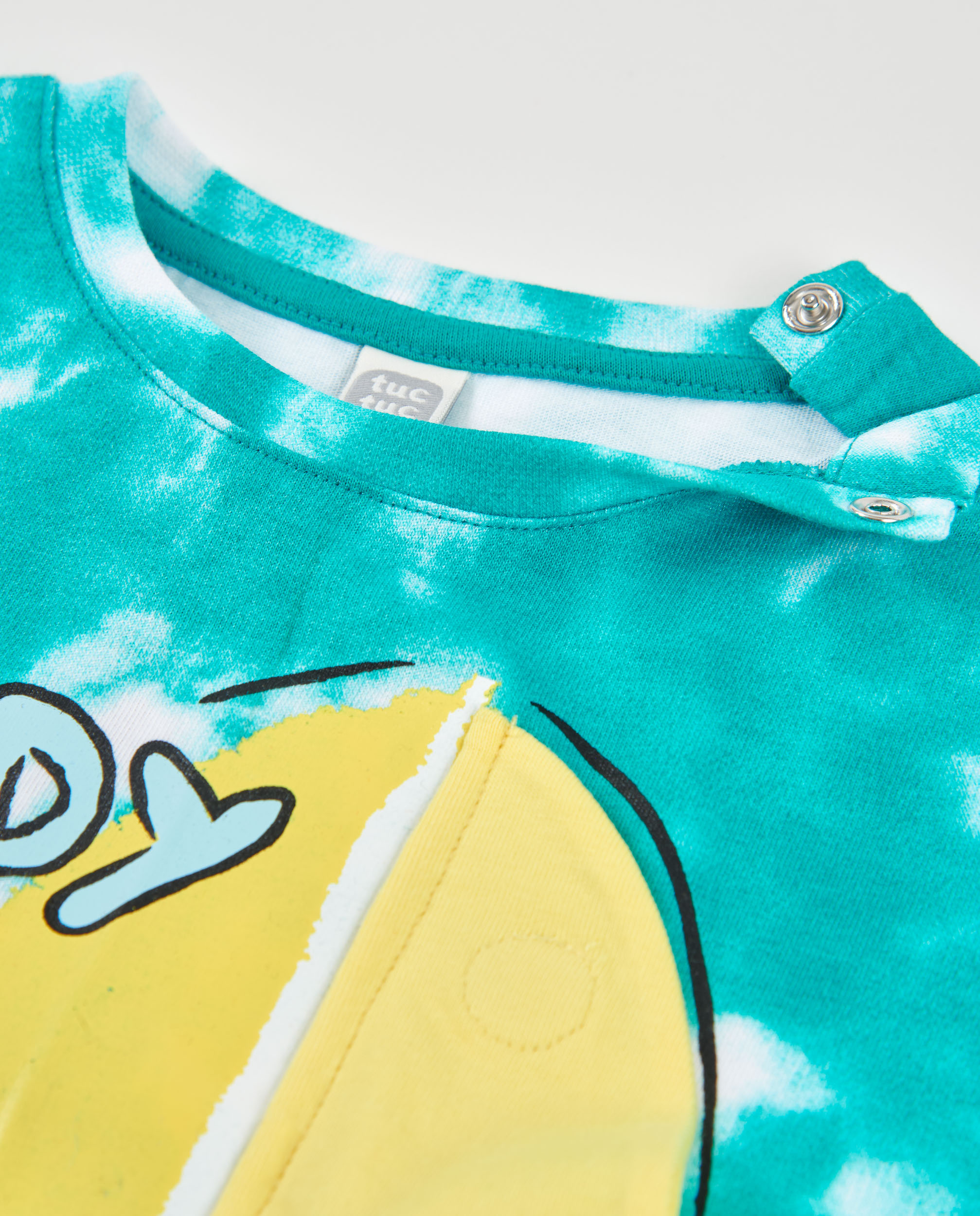 T-shirt Infantil de Malha e Detalhe em Relevo Azul-turquesa-3