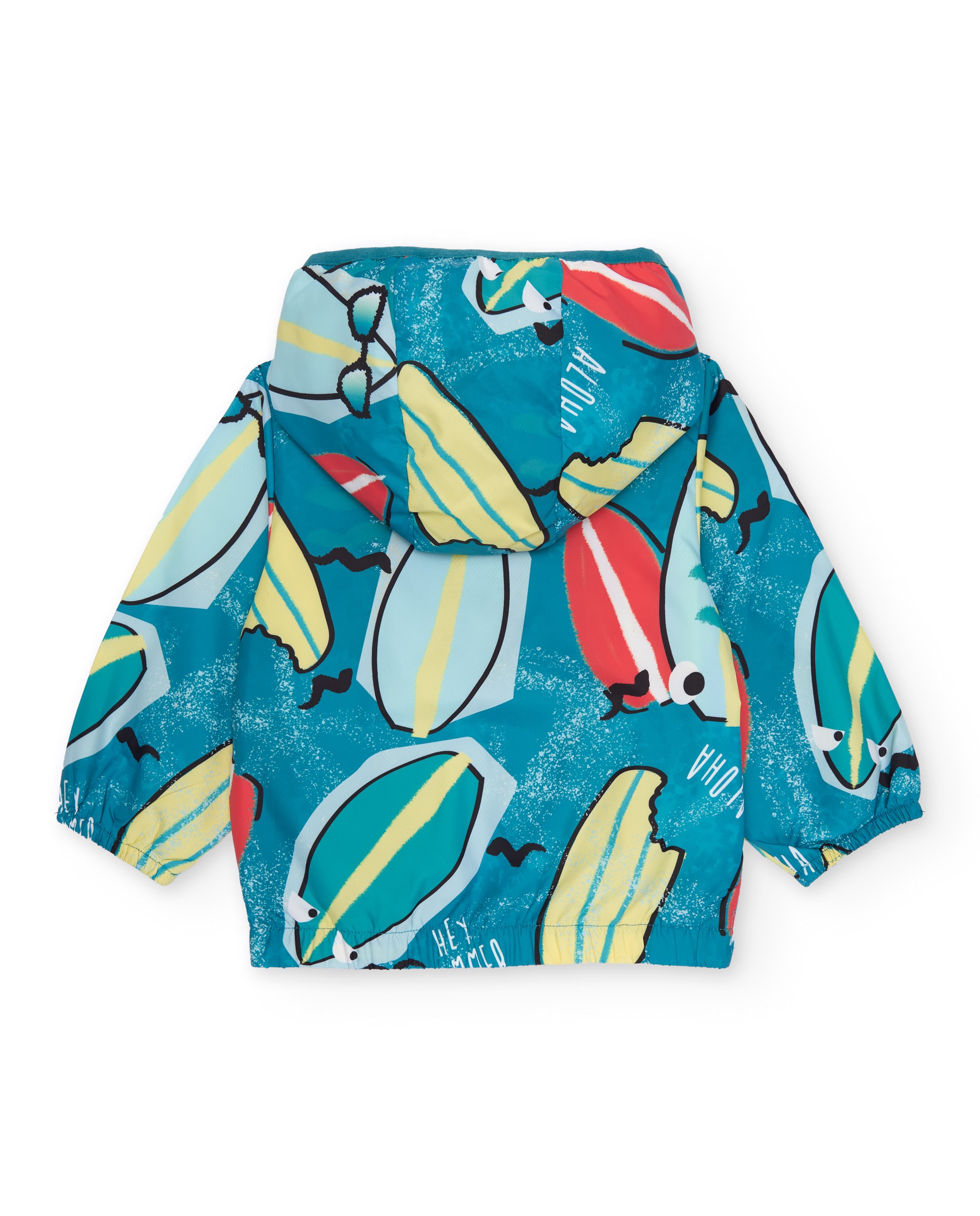 Casaco de Plana com Estampado de Pranchas de Surf Azul-2