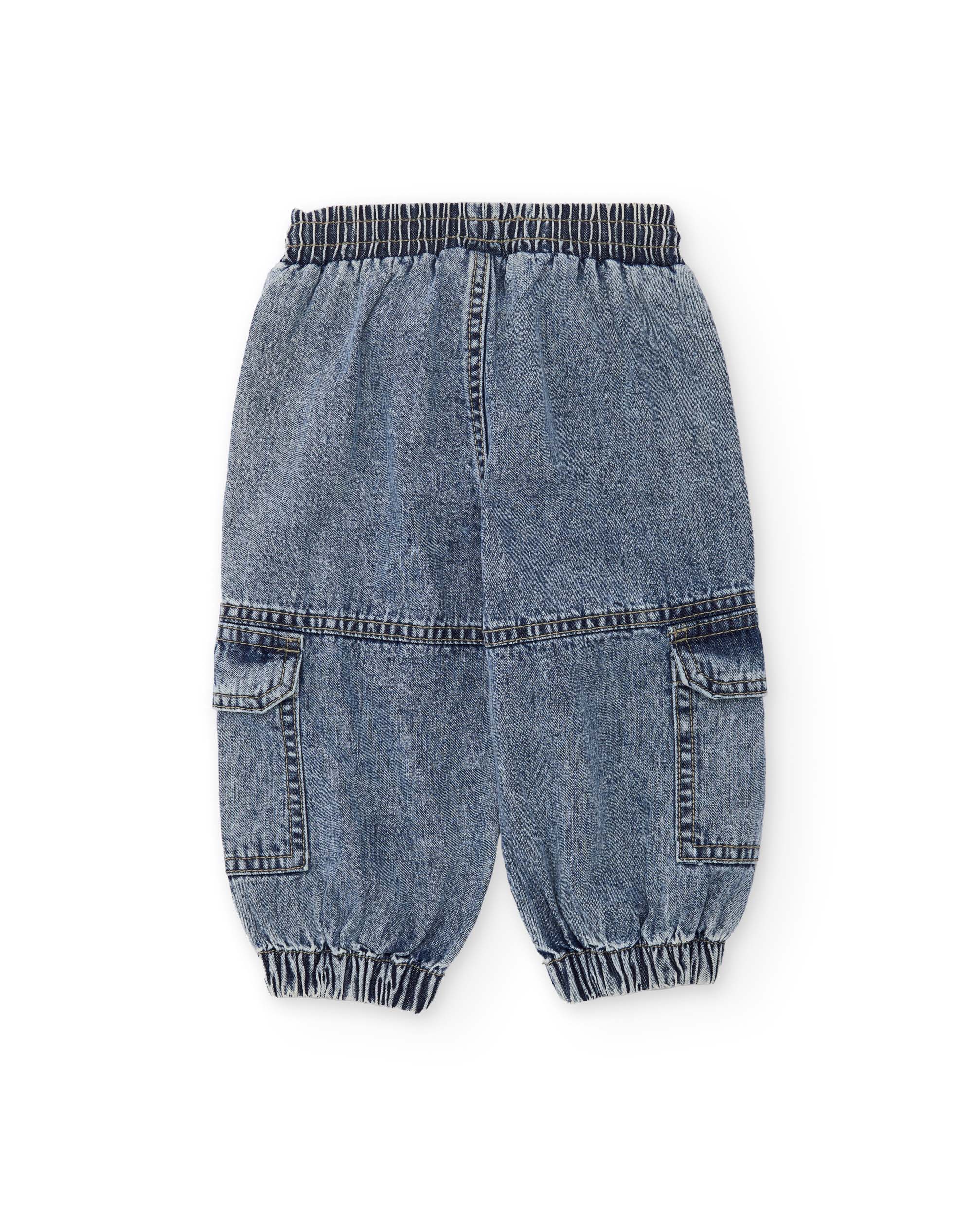 Calças Infantil de Plana em Denim Azul denim-2