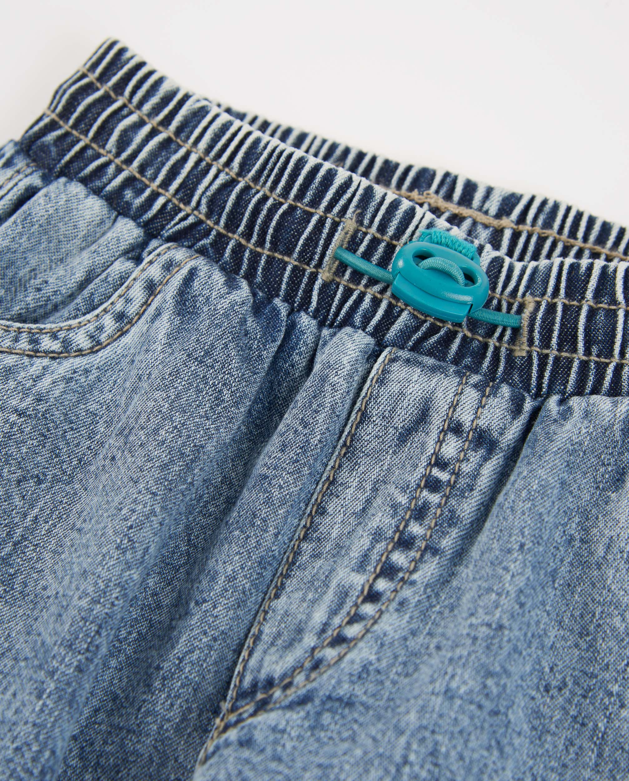 Calças Infantil de Plana em Denim Azul denim-3
