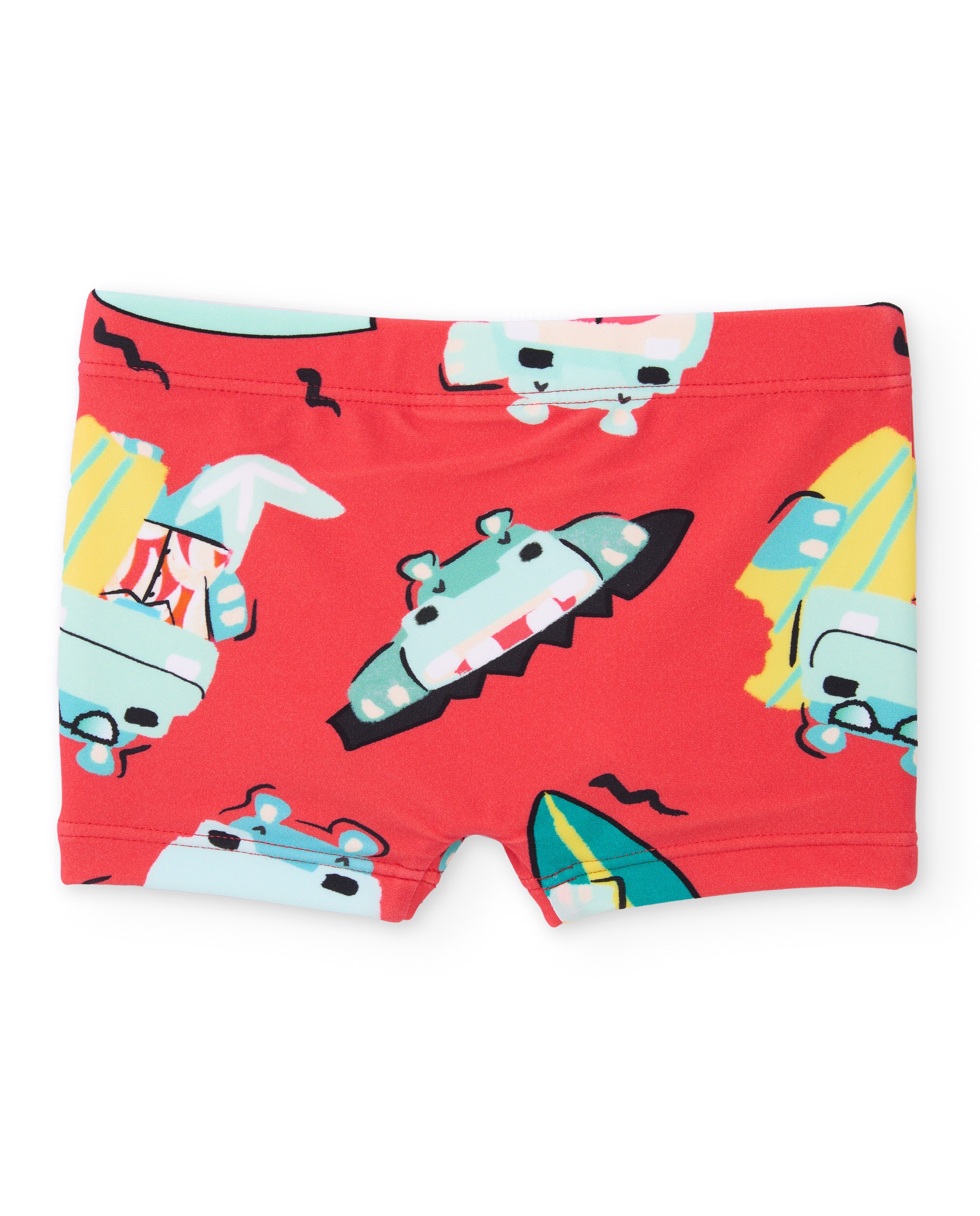 Fato de Banho Infantil de Malha e Estampado Veraniego Vermelho-2