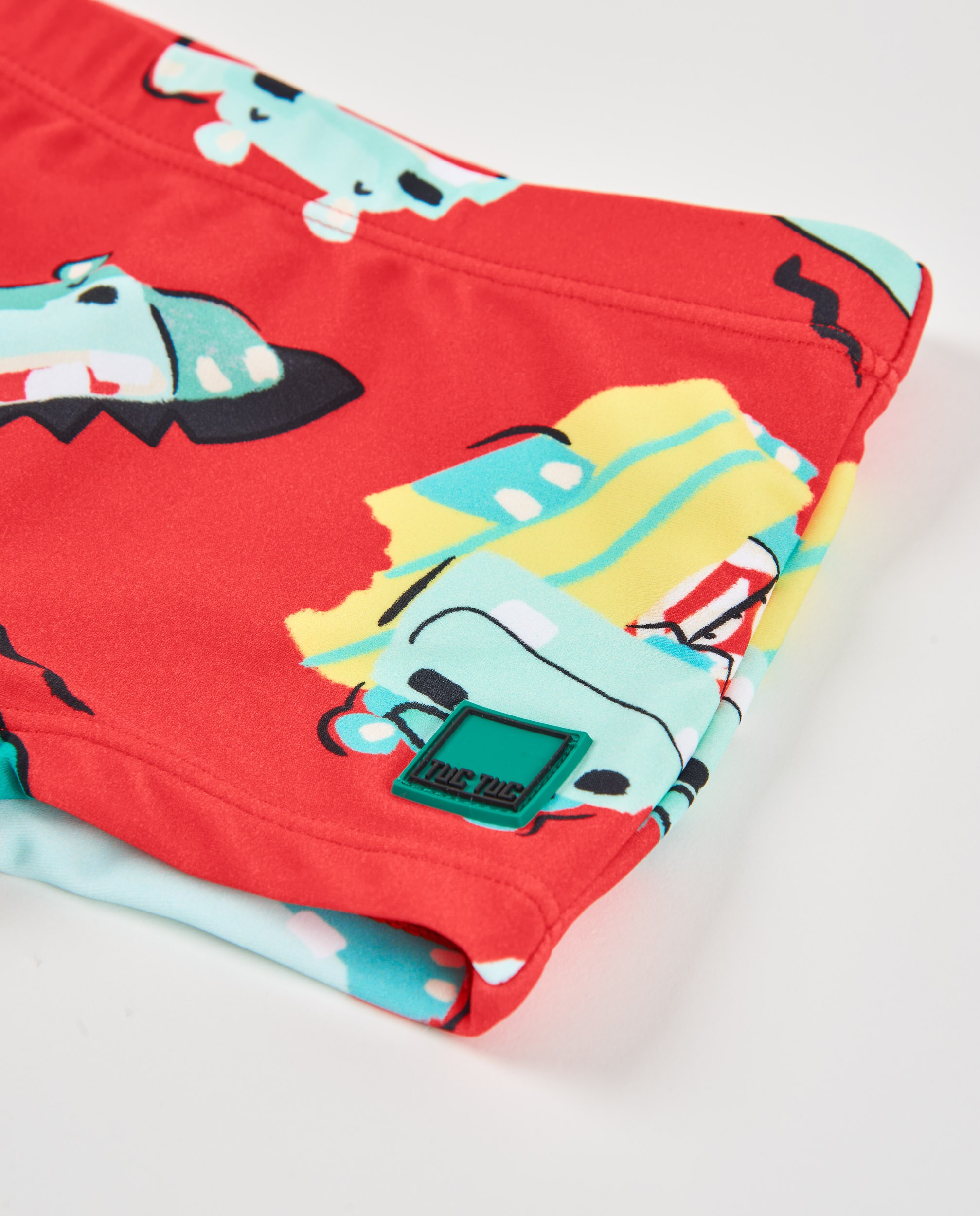 Fato de Banho Infantil de Malha e Estampado Veraniego Vermelho-4