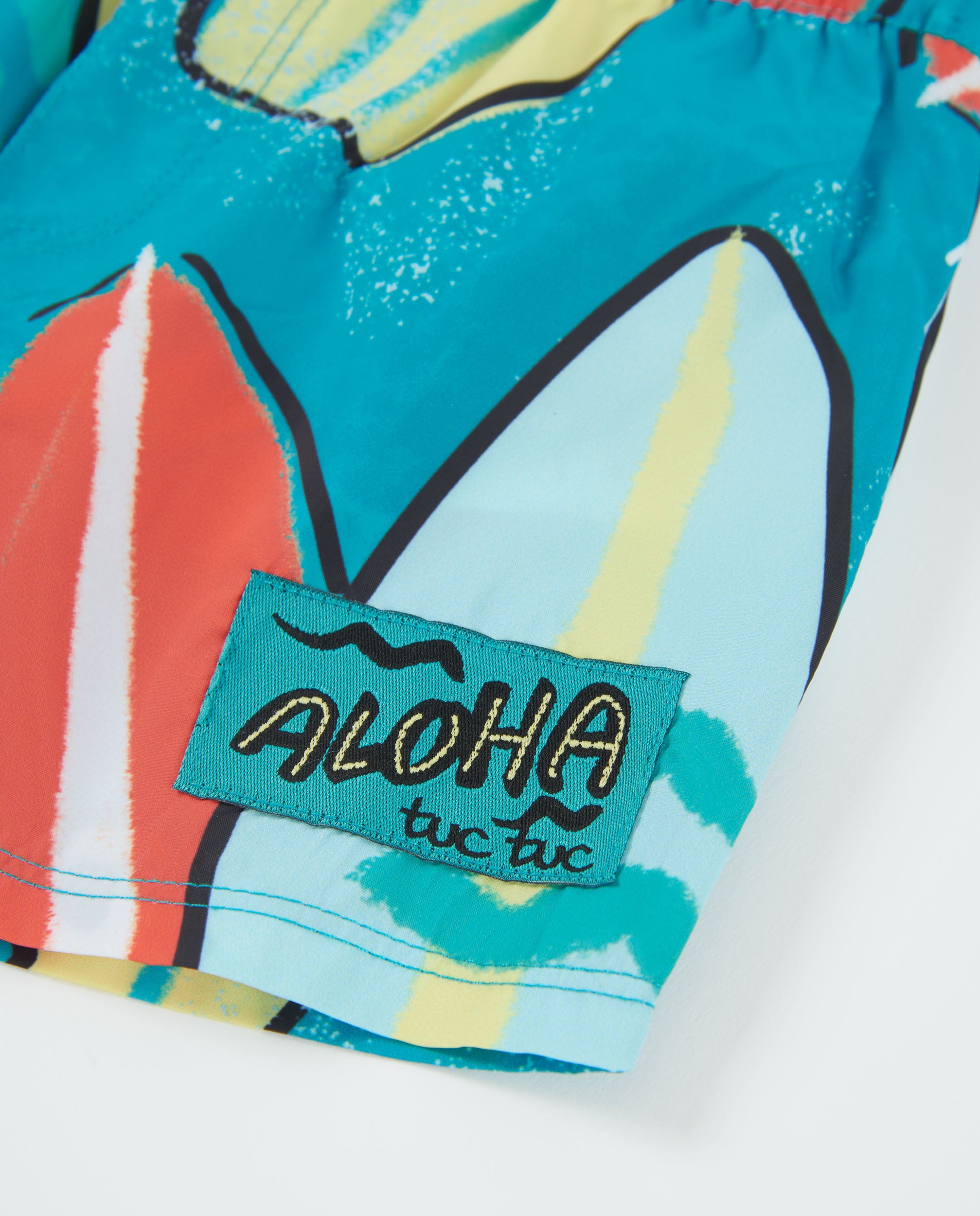 Fato de Banho Infantil de Plana e Estampado Pranchas de Surf Petróleo-5