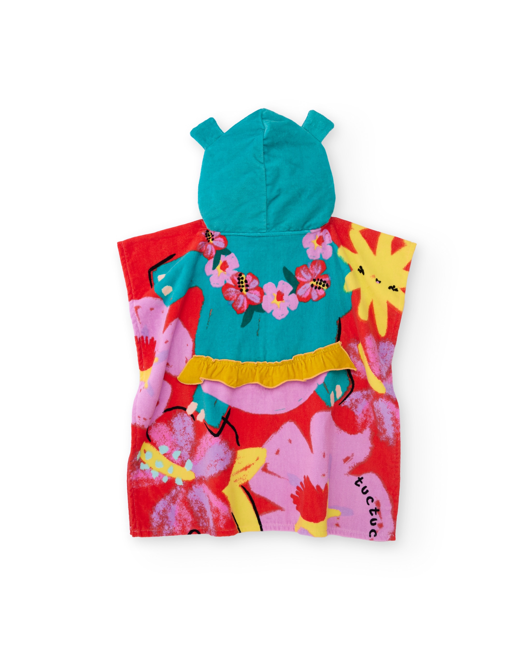 Toalha Poncho Infantil de Malha com Capuz Vermelho-2