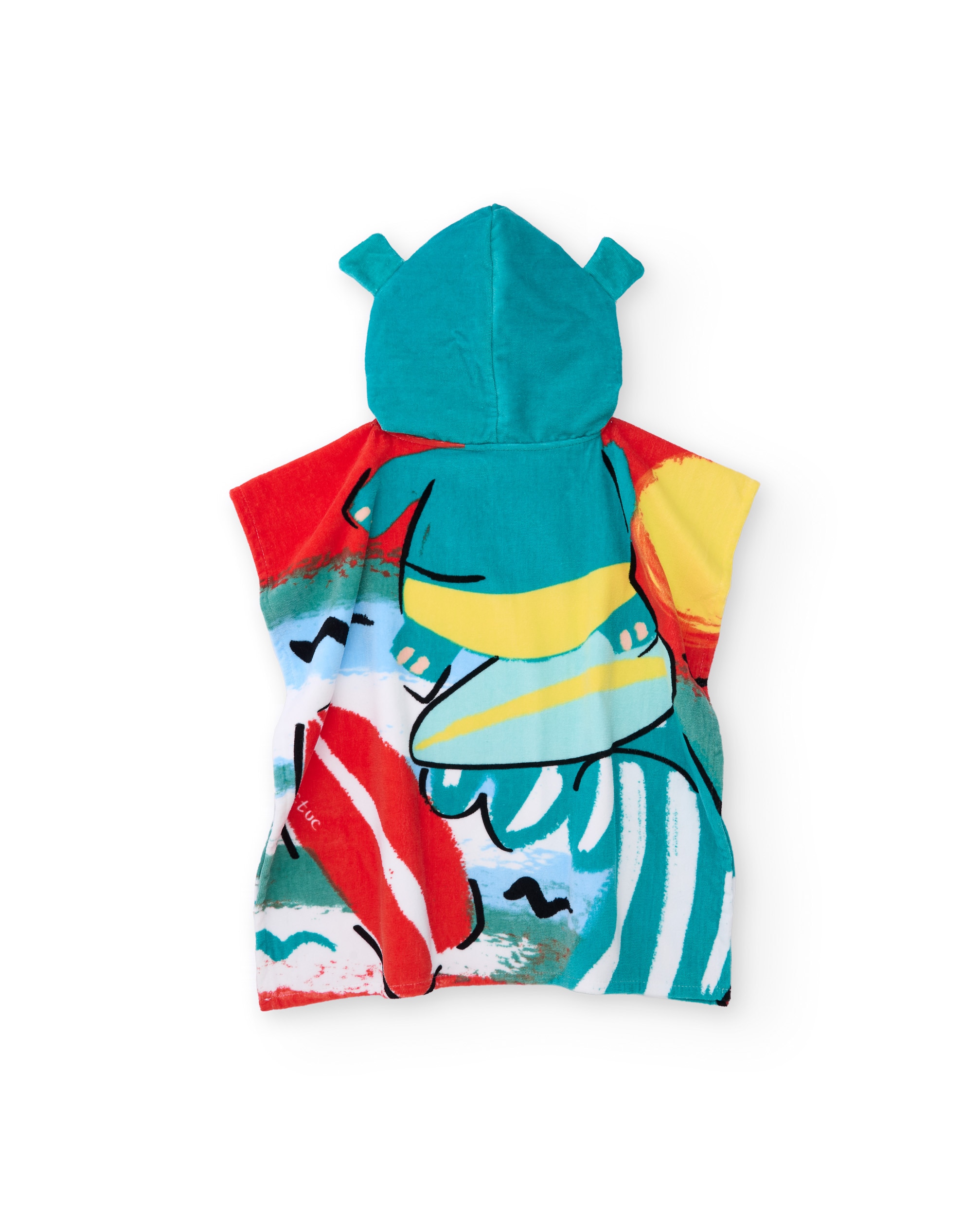 Toalha Poncho Infantil de Malha e Apliques em Relevo Tuc tuc Azul-turquesa-2