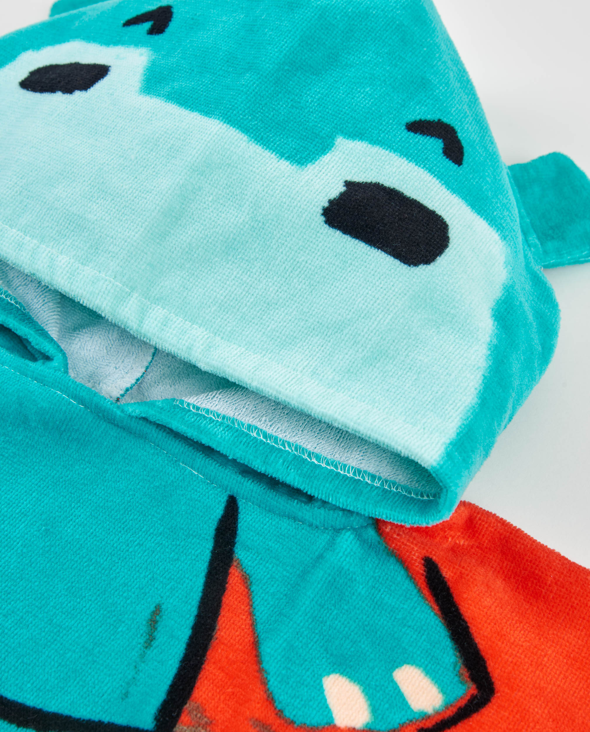 Toalha Poncho Infantil de Malha e Apliques em Relevo Tuc tuc Azul-turquesa-4