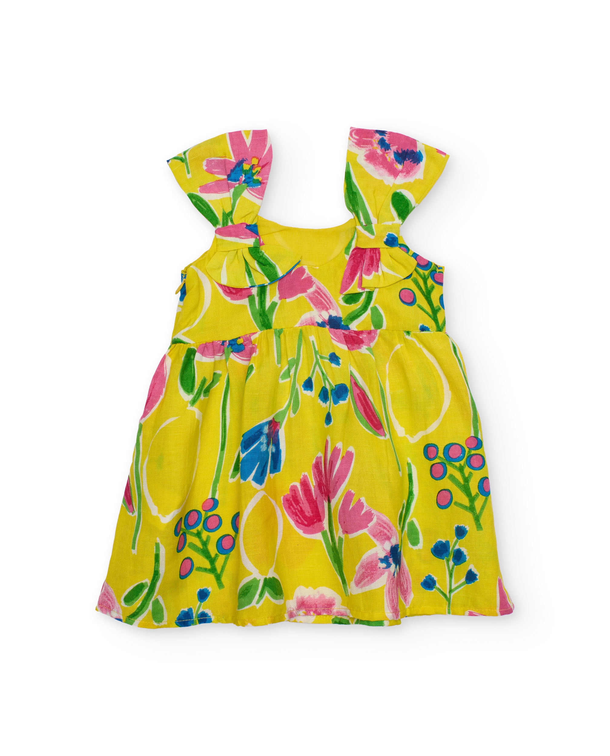 Vestido Infantil de Plana e Alças com Folhos Tuc tuc Amarelo-2