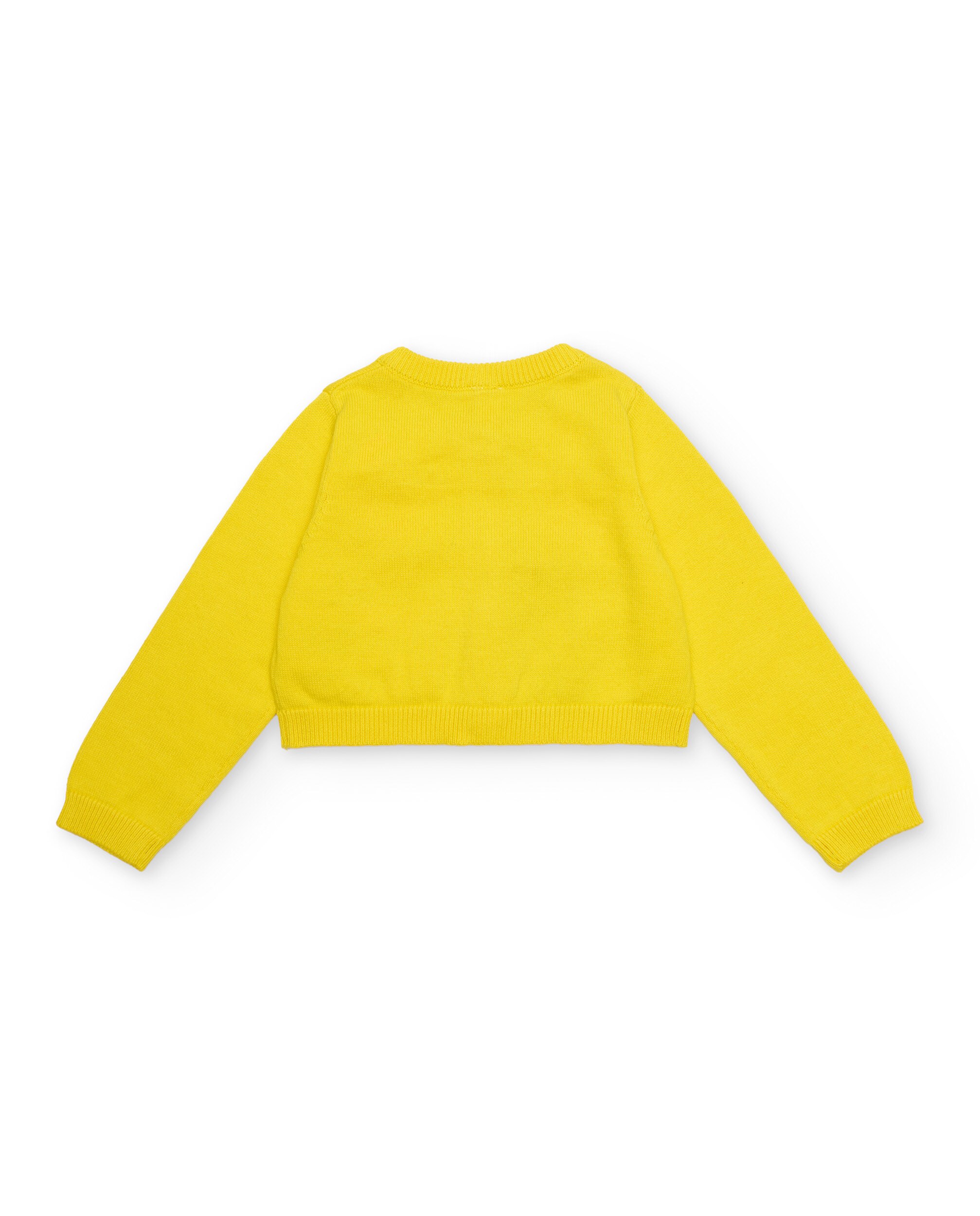 Casaco Infantil de Tricô com Estampado Floral Amarelo-2