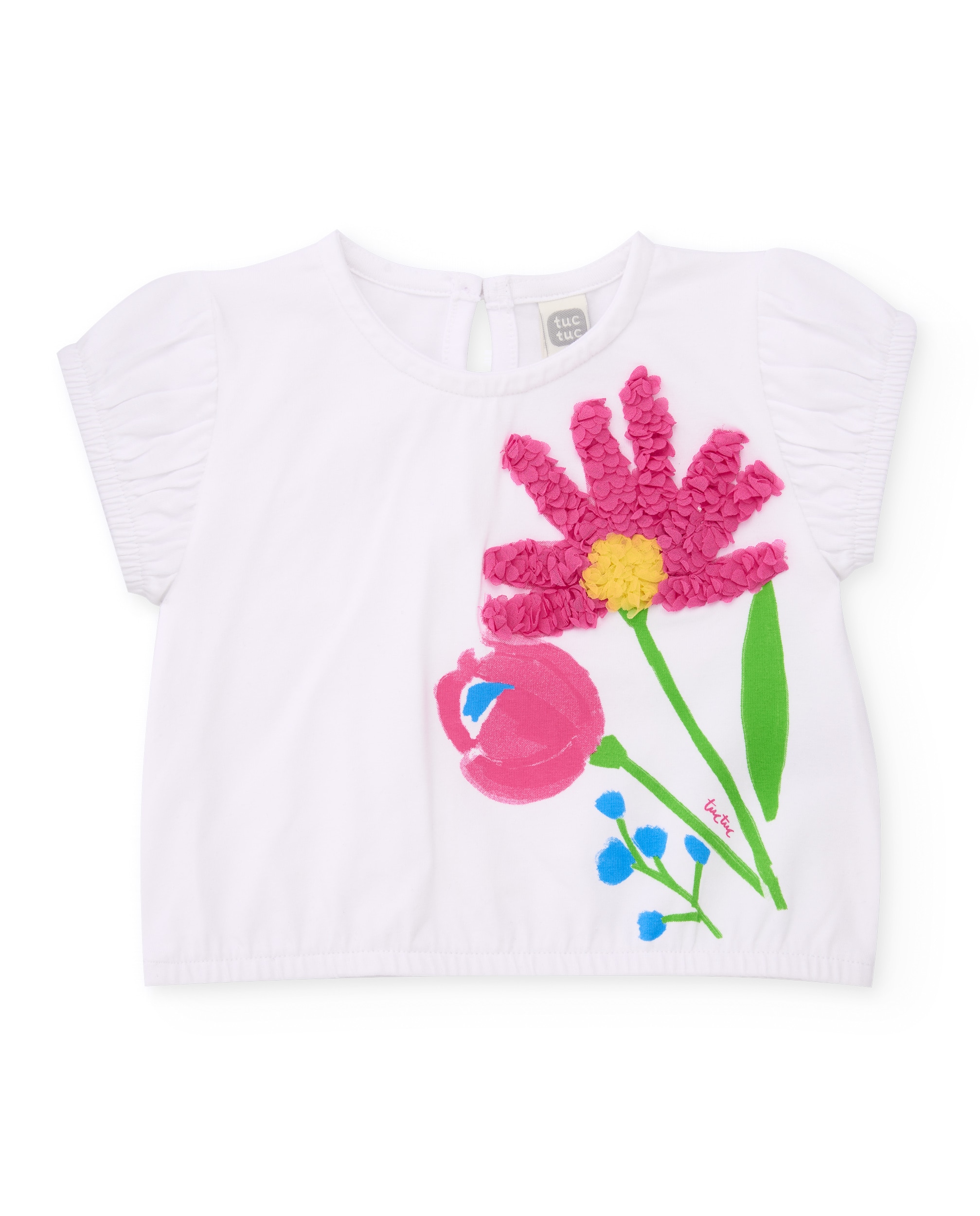 Imagem 0 de T-shirt Infantil de Malha e Flor em Relevo