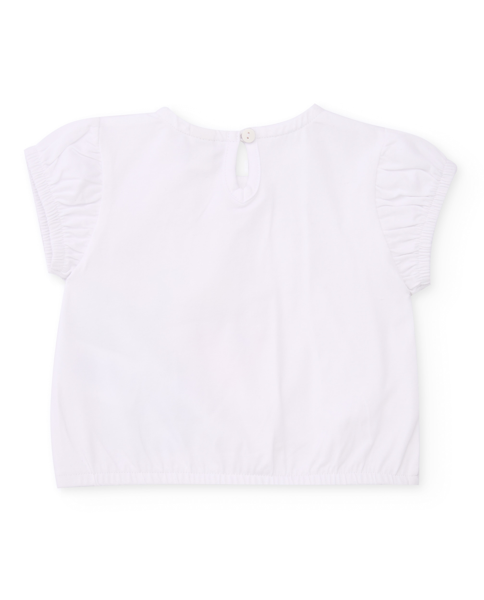 T-shirt Infantil de Malha e Flor em Relevo Branco-2