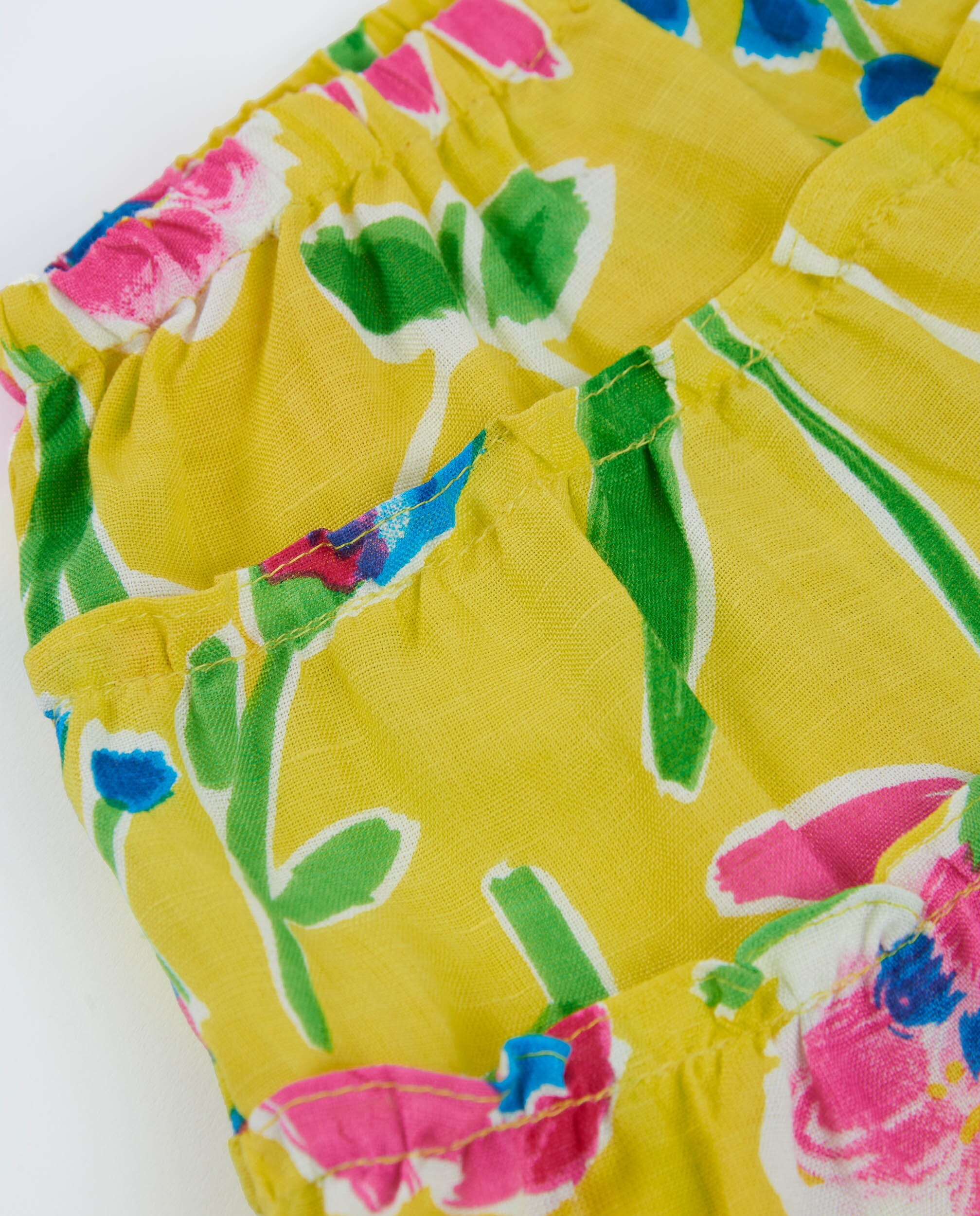 Saia Infantil de Plana com Capas Franzidas Amarelo-3